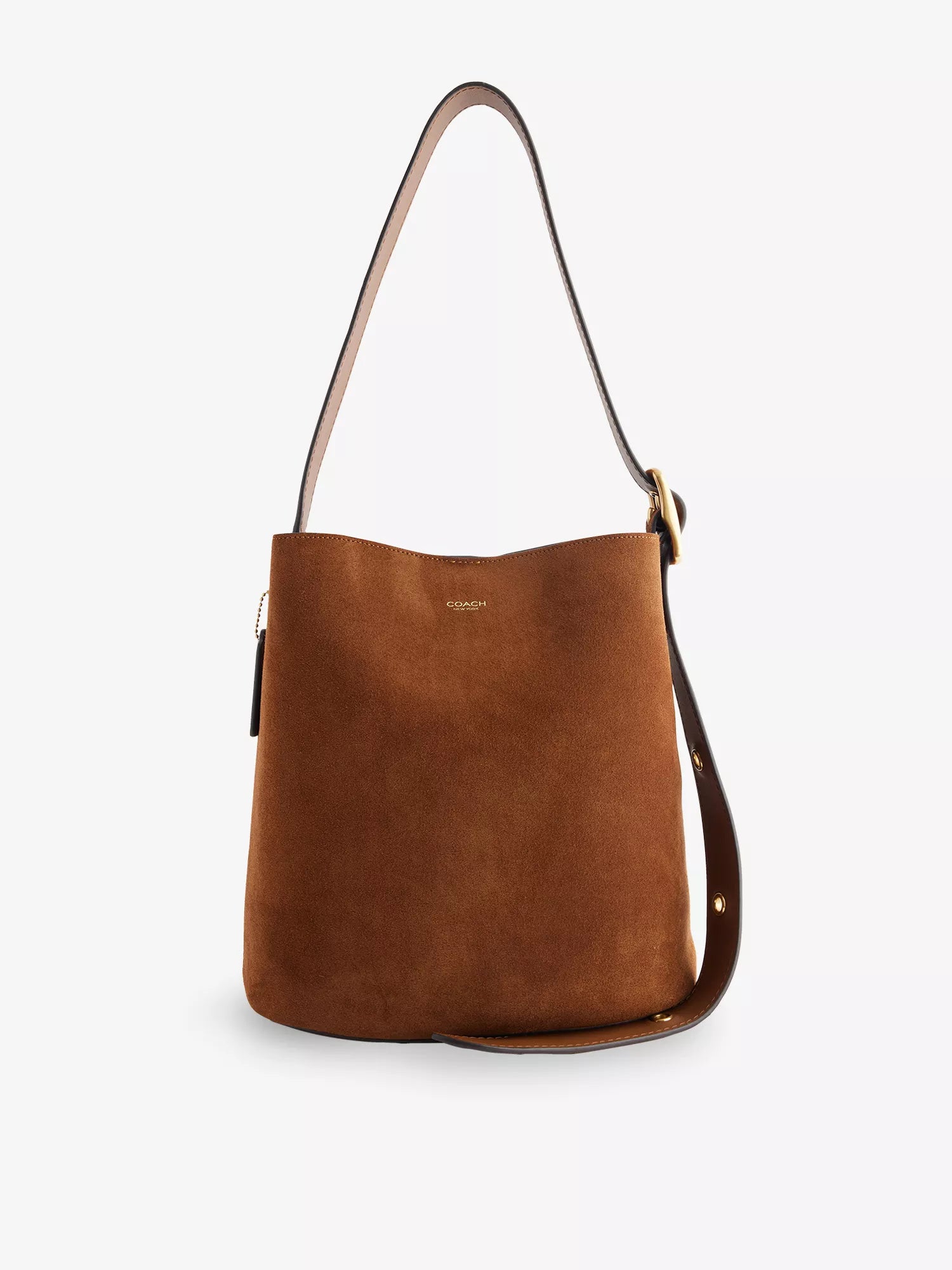 Bleecker Foil-Print Logo Leather-Suede Bucket Bag