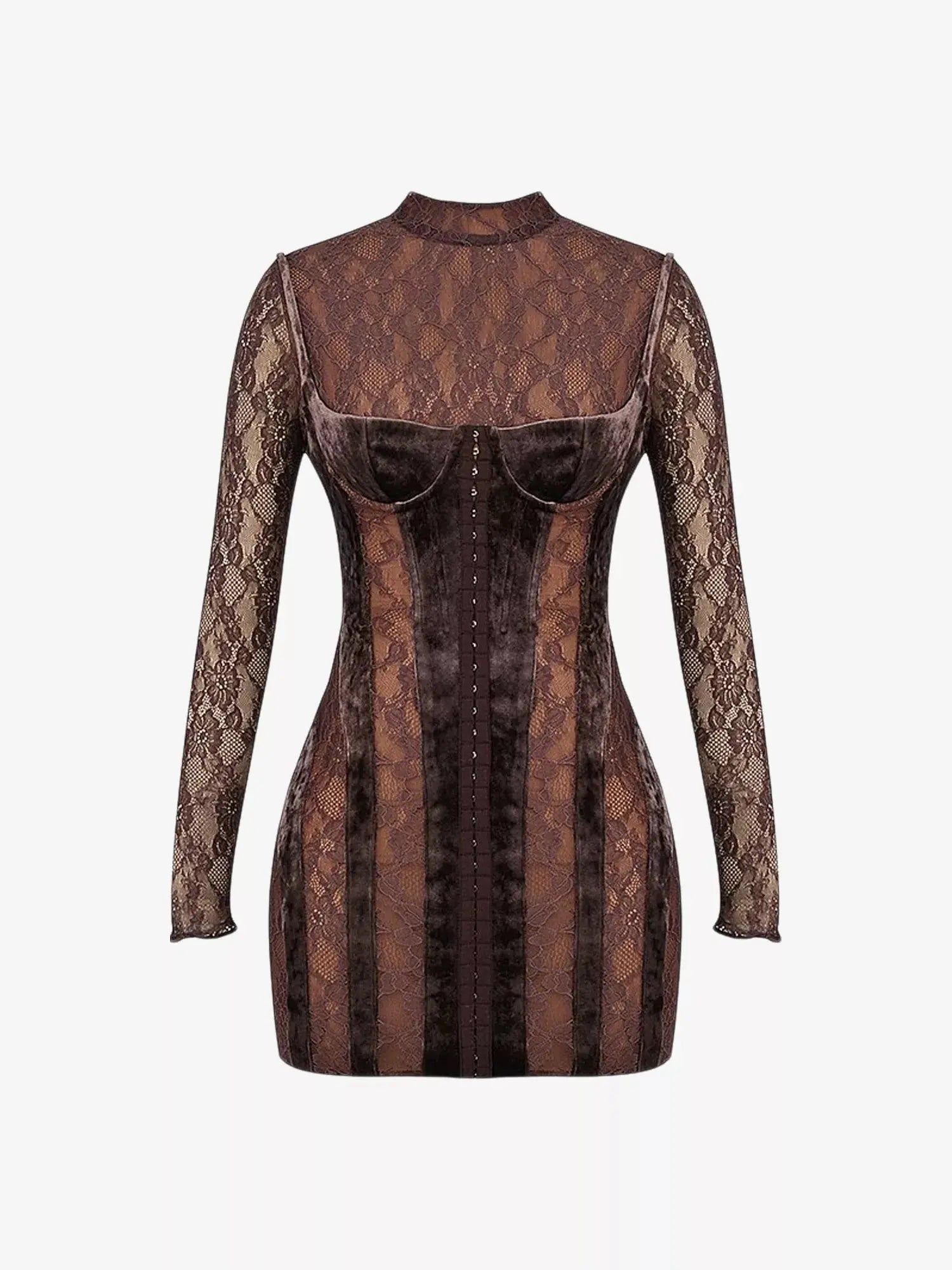 Women's Marica crushed-velvet stretch-lace mini dress House of CB