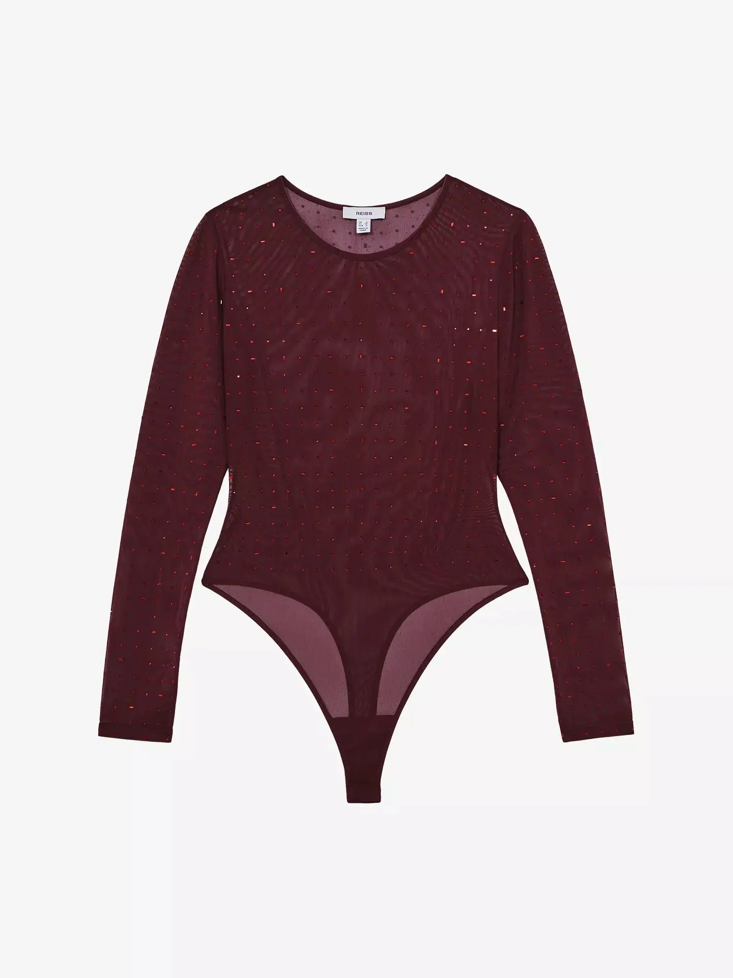 Women's Pippa Crystal-Embellished Stretch-Mesh Bodysuit Reiss