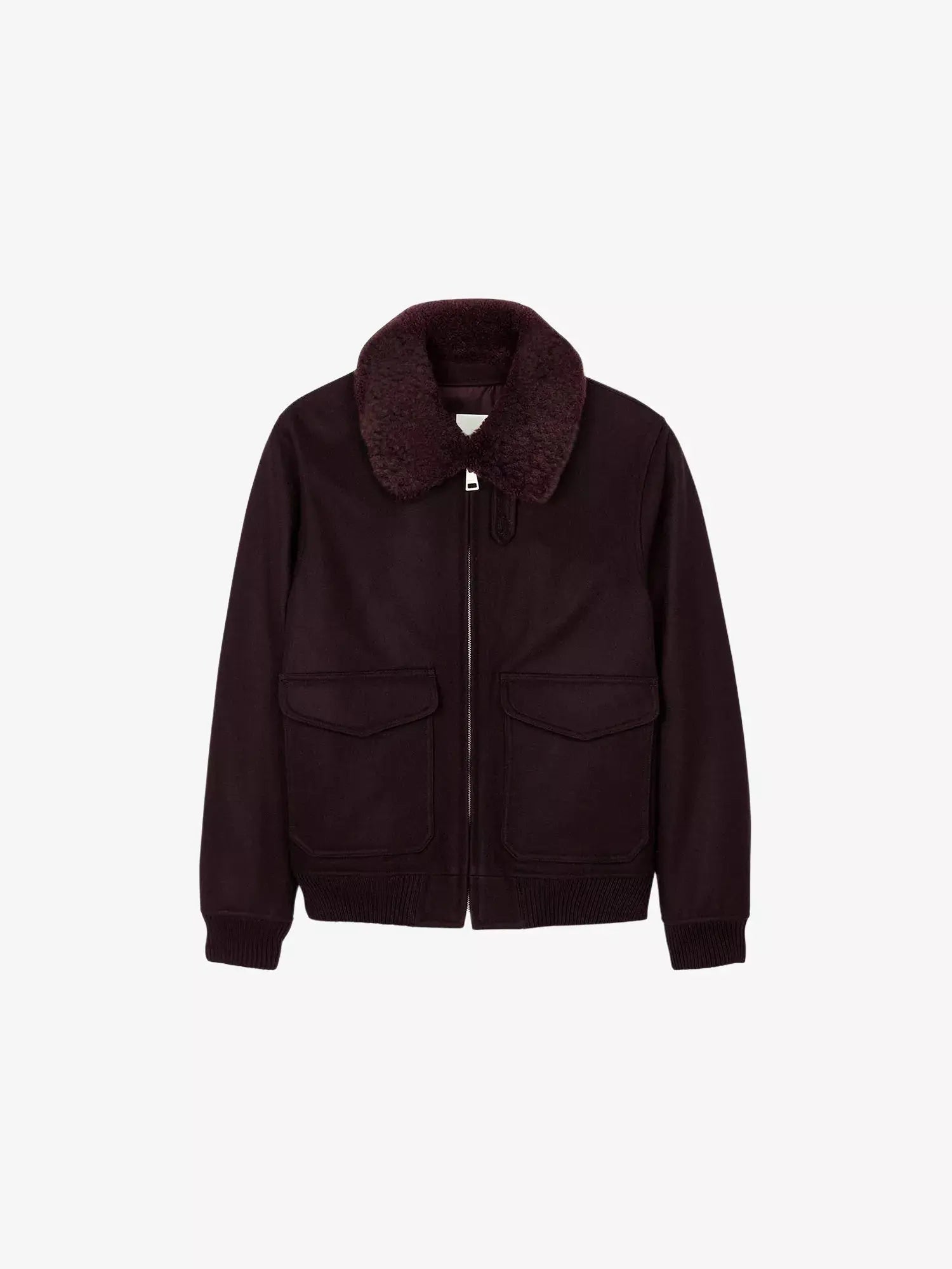 Men's Shearling-Collar Wool-Blend Aviator Jacket Sandro