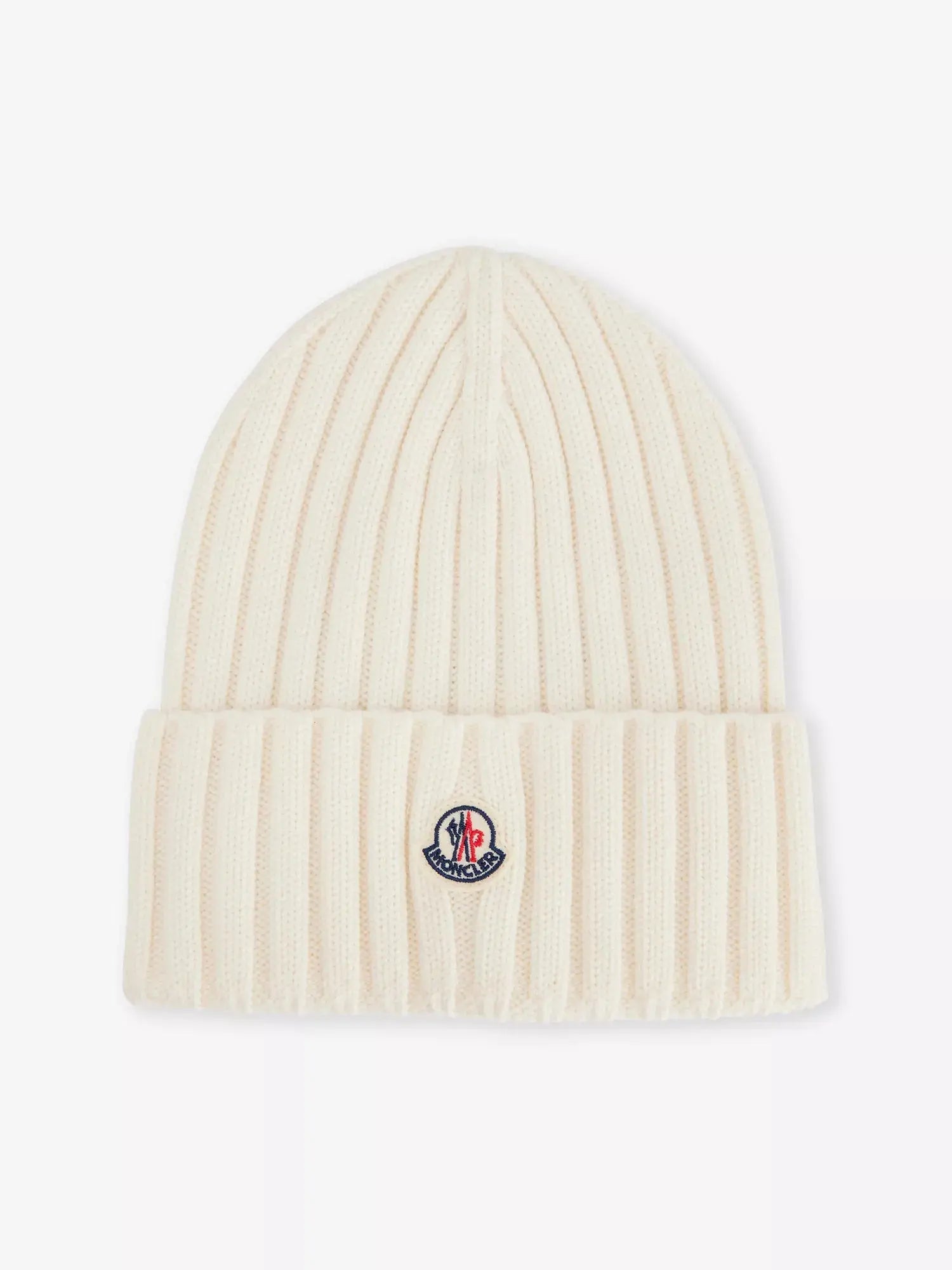 Women's Brand-appliqué ribbed wool knitted beanie Moncler