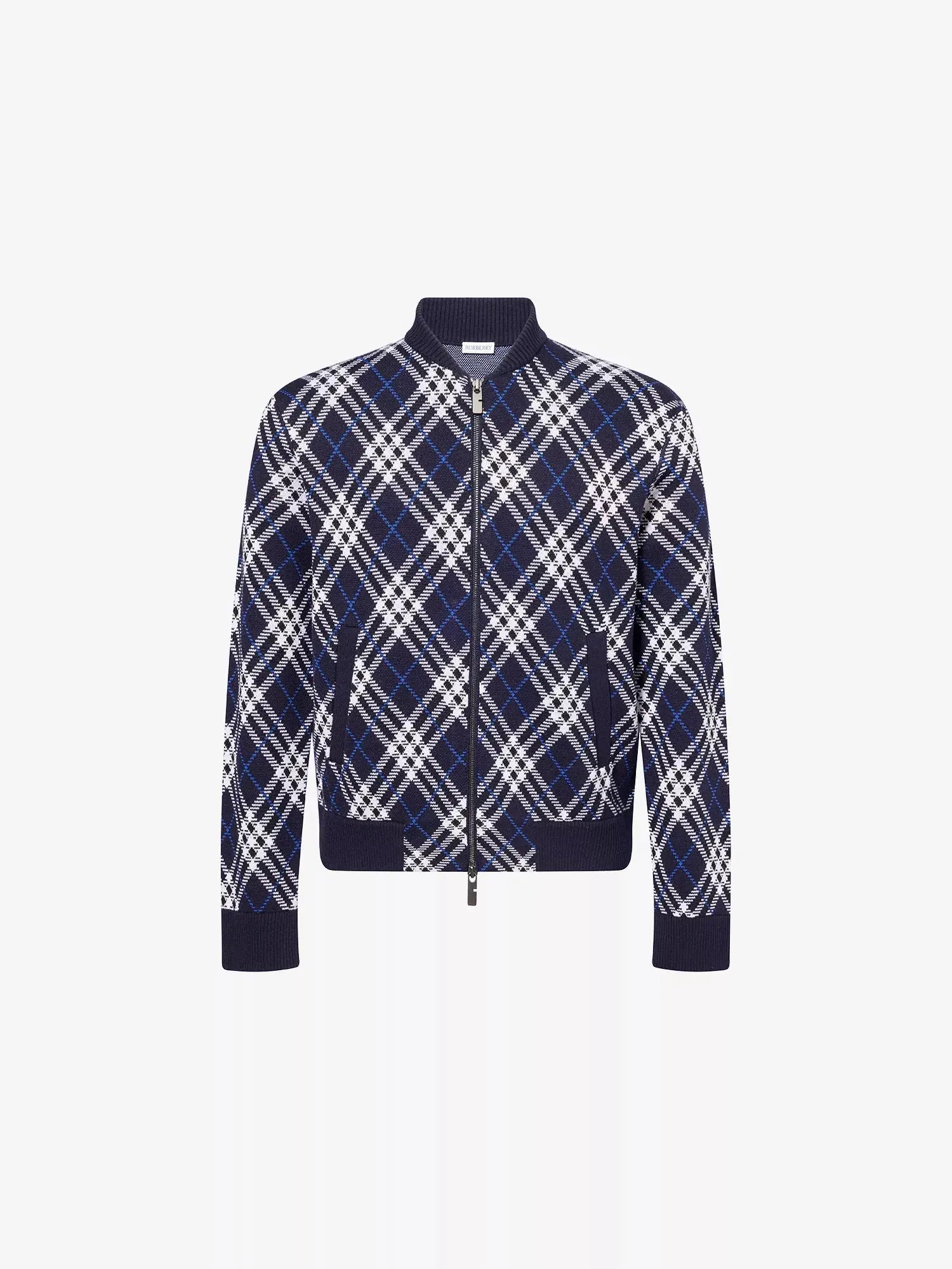 Men's Check-Weave Knitted Bomber Jacket Burberry