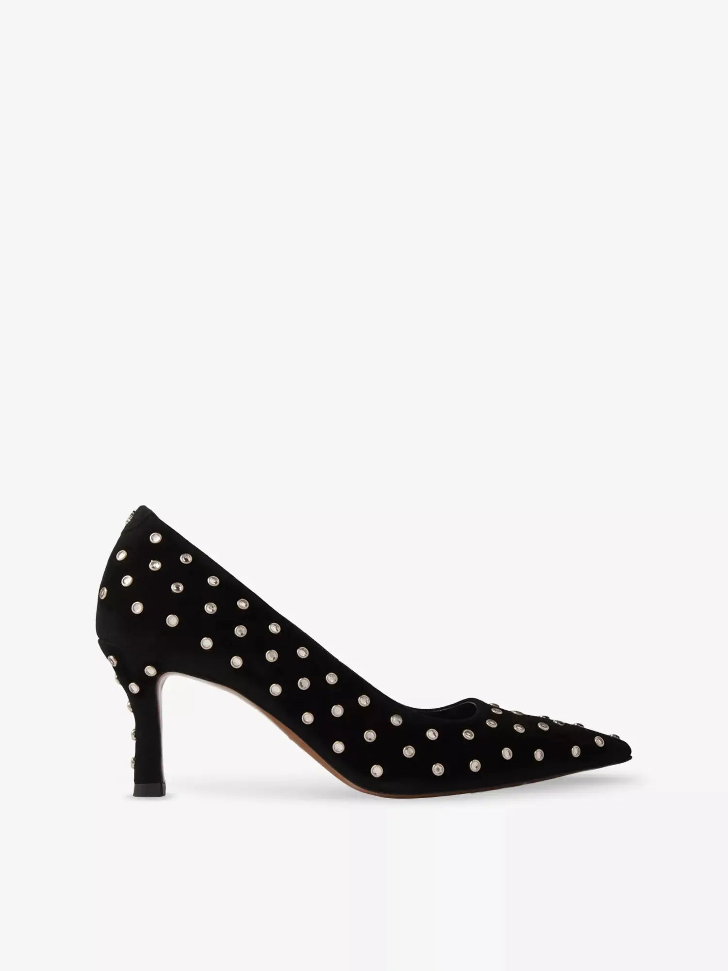 Women's Rhinestone-Embellished Heeled Leather Pumps Maje