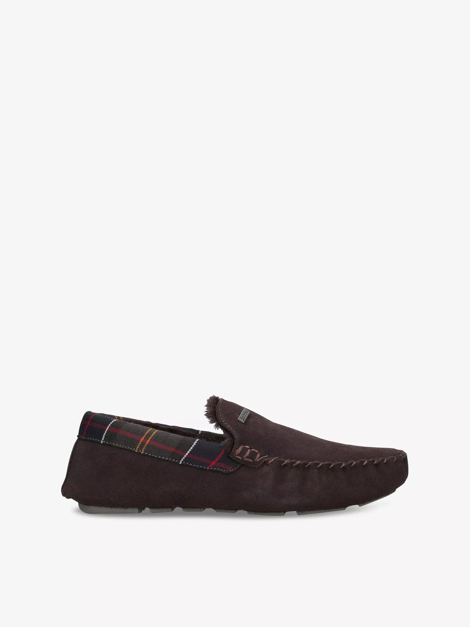 Men's Monty Faux-Shearling Lined Tartan-Check Suede Slippers Barbour