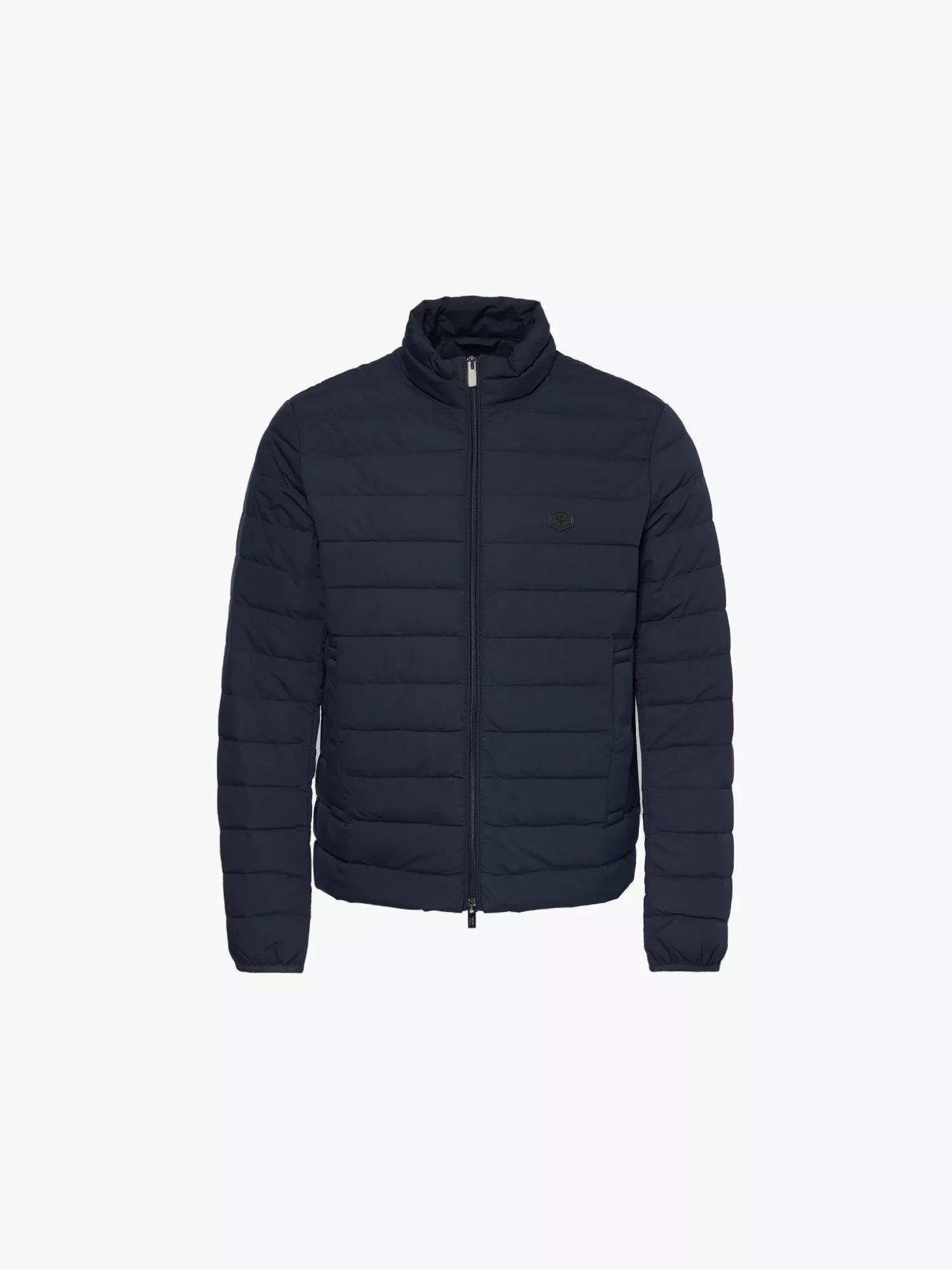 Badge padded slim-fit woven-down jacket