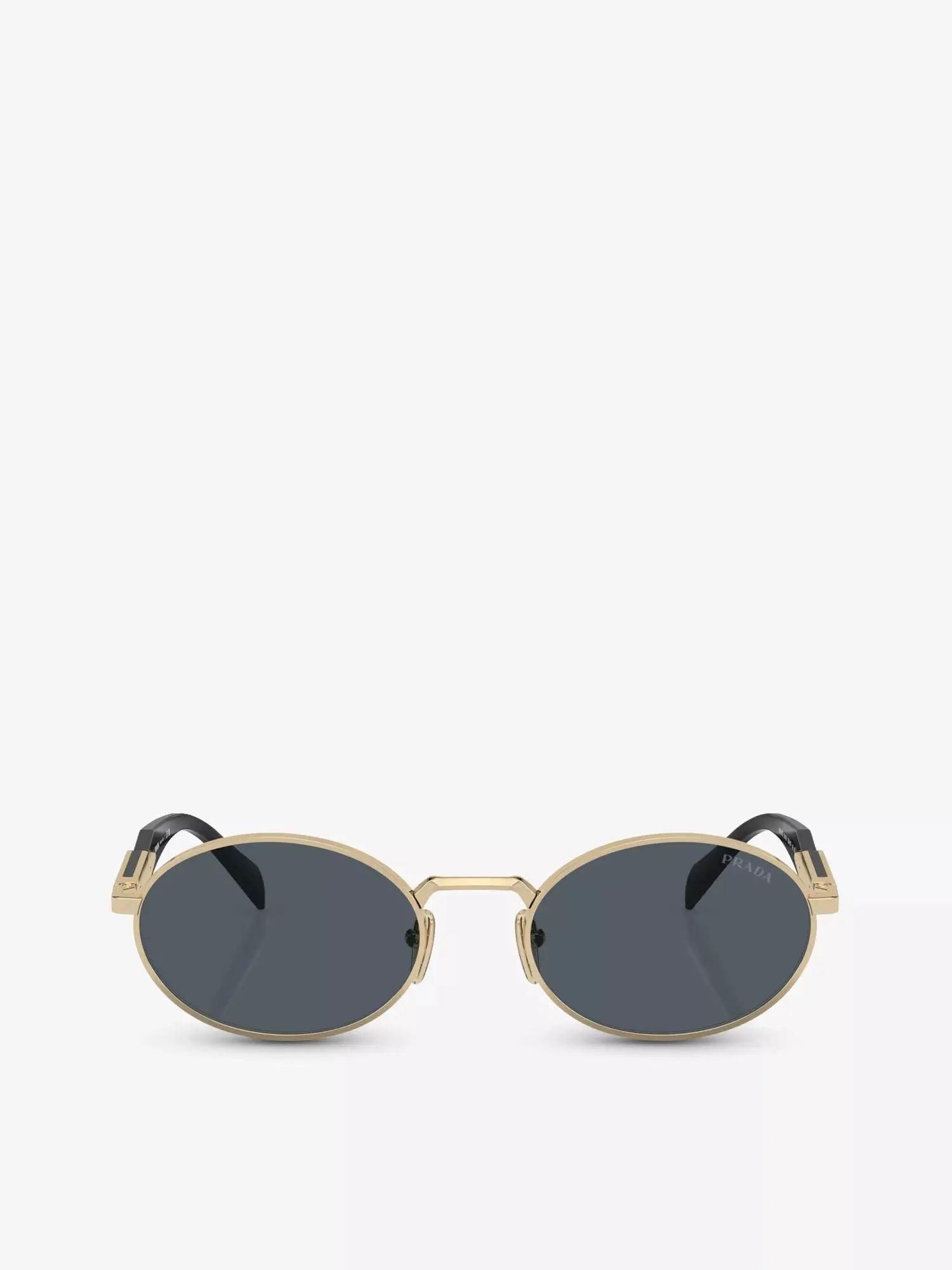 Women's PR 65ZS Oval-Frame Metal Sunglasses Prada
