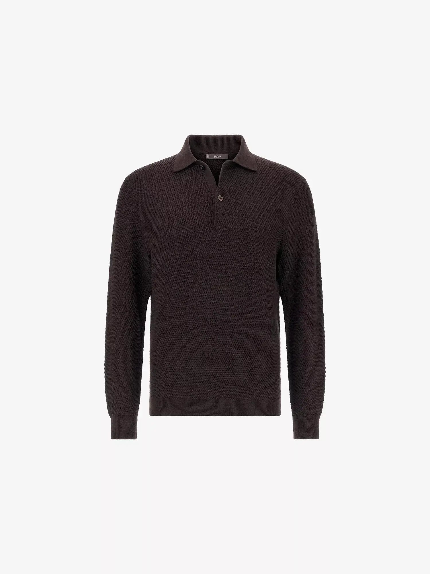 Men's Long-Sleeved Knitted Merino-Wool Polo Shirt Boggi Milano