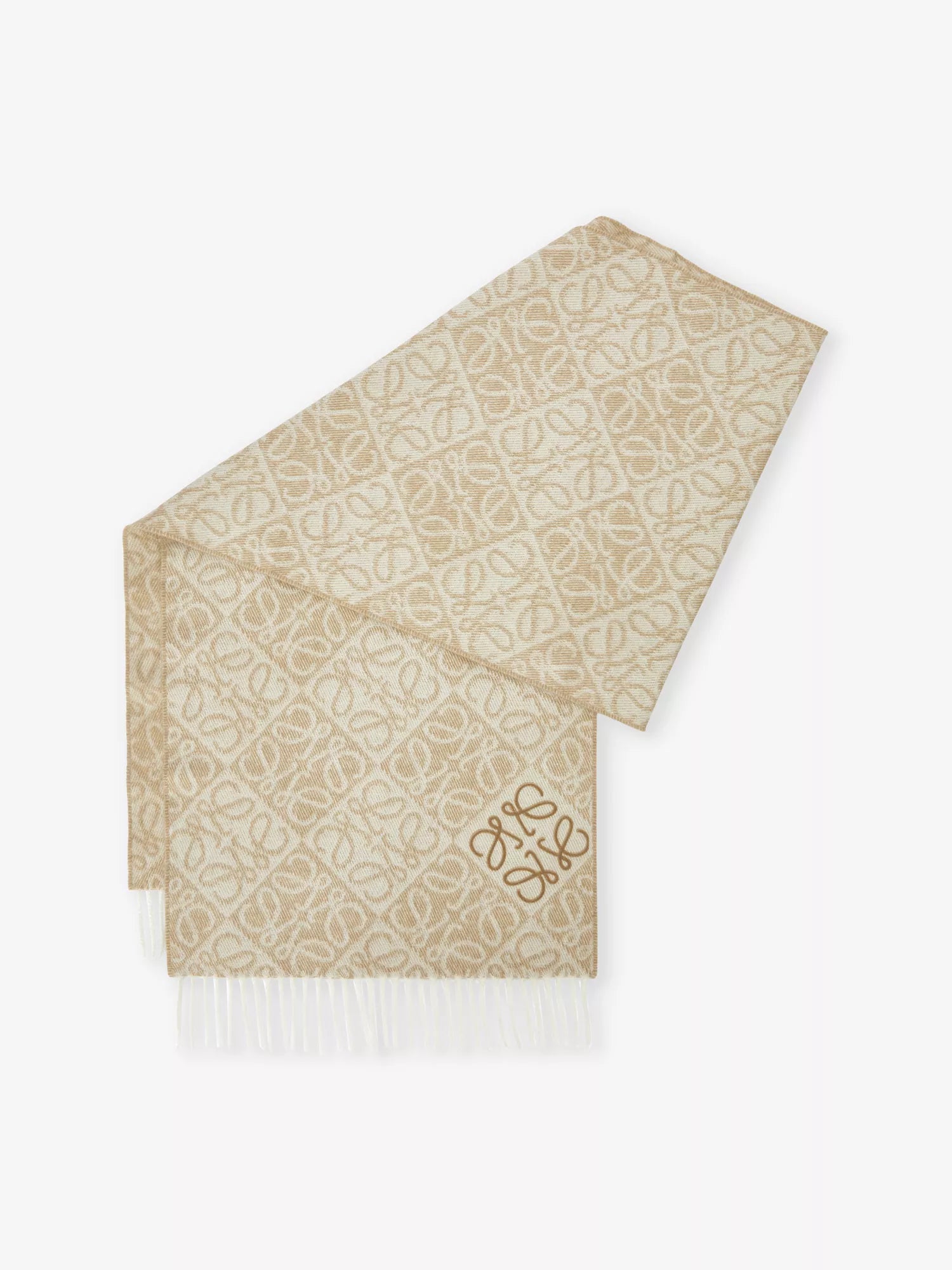 Anagram-pattern wool and cashmere-blend scarf