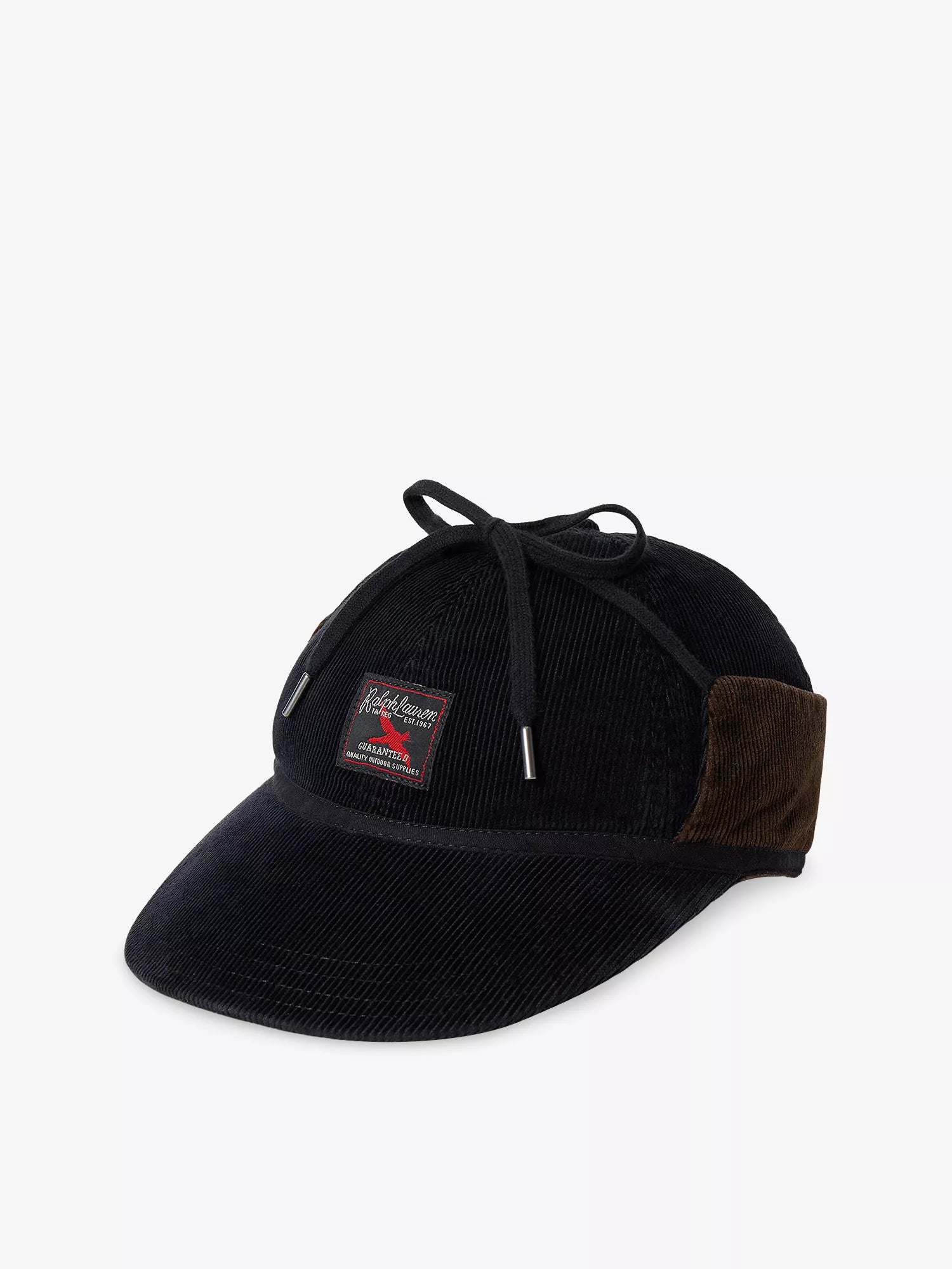 Branded-Patch Earflap Corduroy Cap
