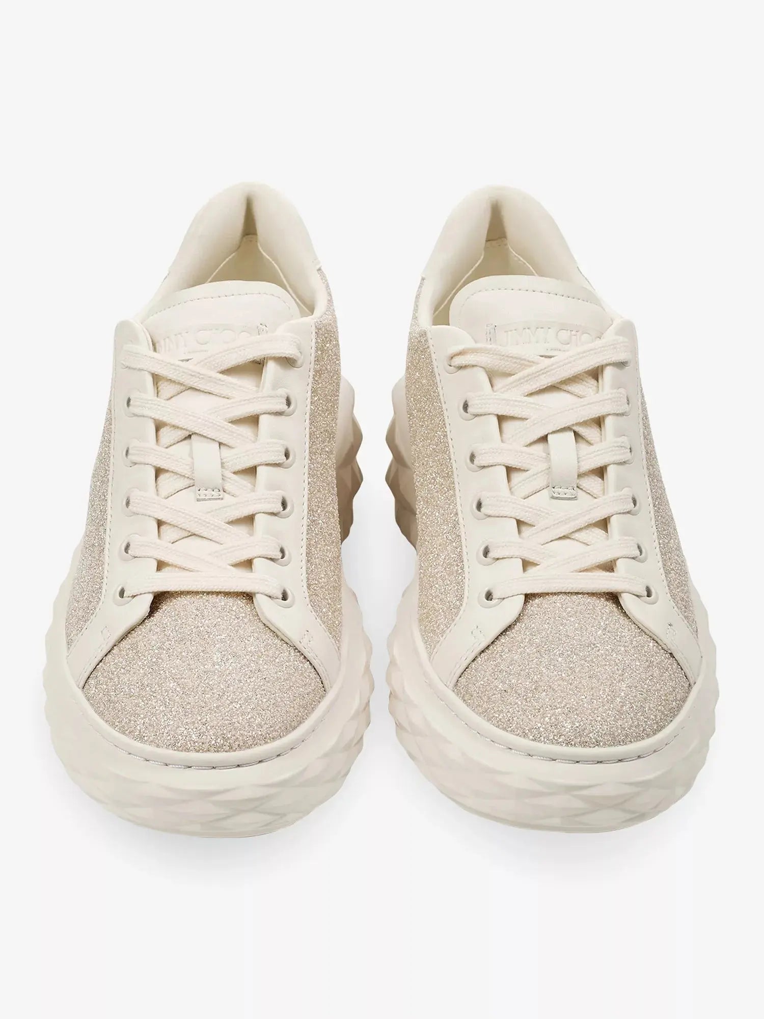 Women's Diamond Light Maxi Glitter-Embellished Leather Trainers Jimmy Choo