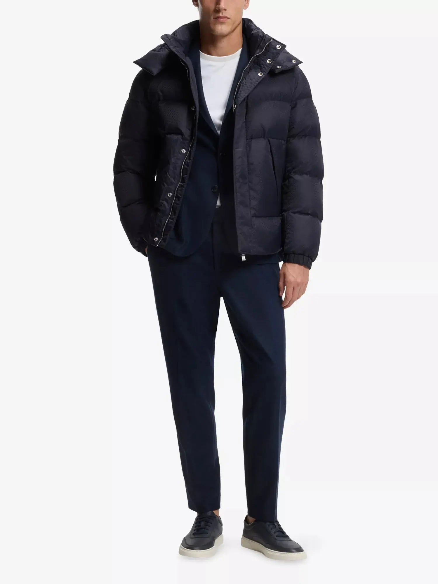 Men's Monogram Logo-Badge Puffer Coat Boss
