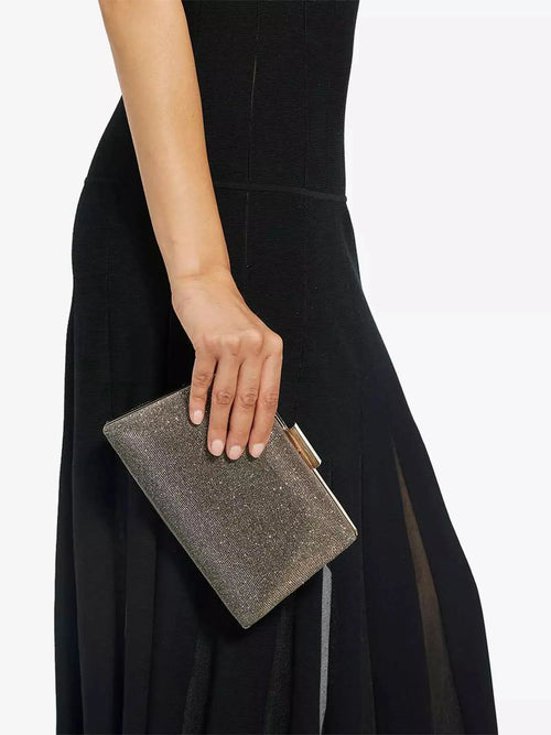 Bellaria Chain-Strap Woven Clutch Bag Dune