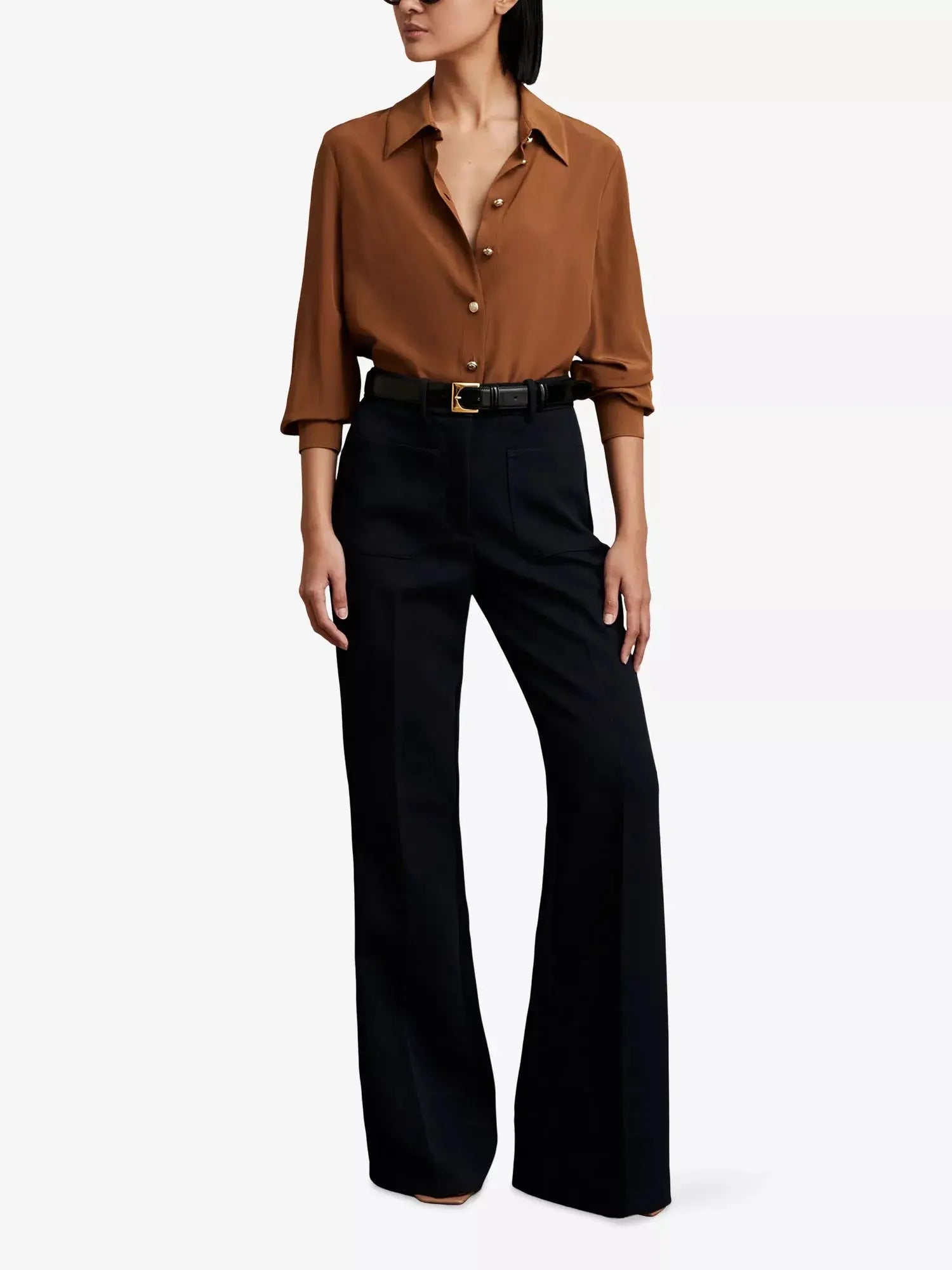 Women's Gianna Regular-Fit Long-Sleeve Silk Shirt Reiss