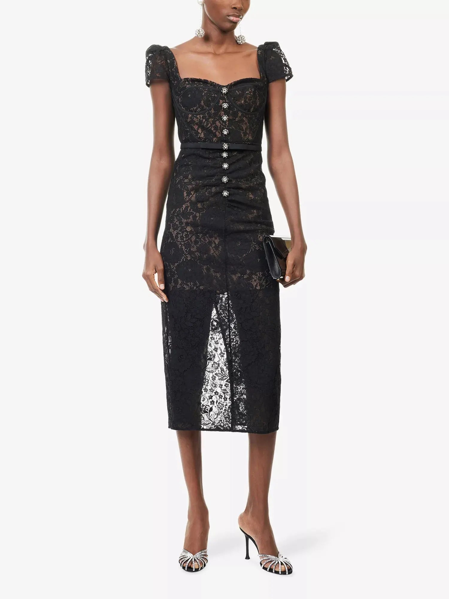 Women's Sweetheart Lace Cotton-Blend Midi Dress Self-Portrait