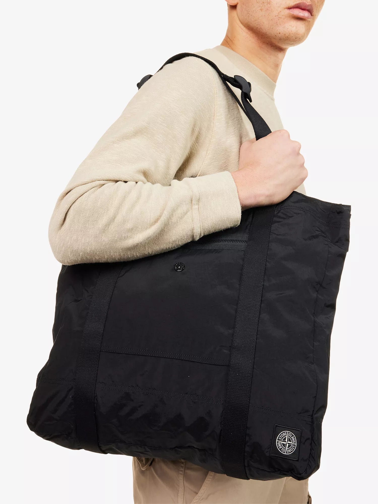 Brand-Patch Zip-Pocket Tote Bag