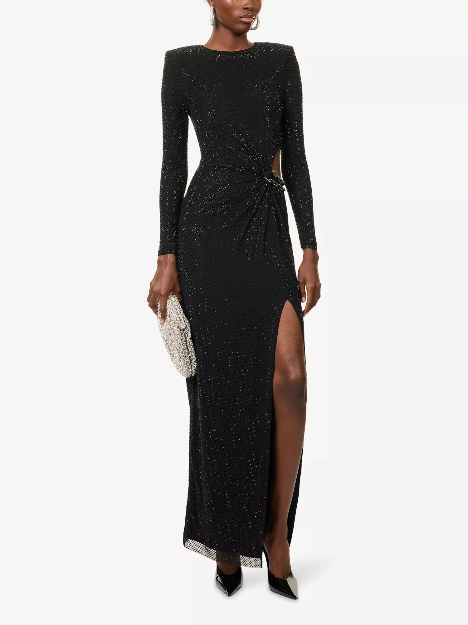 Women's Rhinestone-Embellished Cut-Out Stretch-Mesh Maxi Dress Self-Portrait