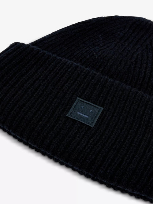 Men's Pansy logo-patch wool beanie hat Acne Studios