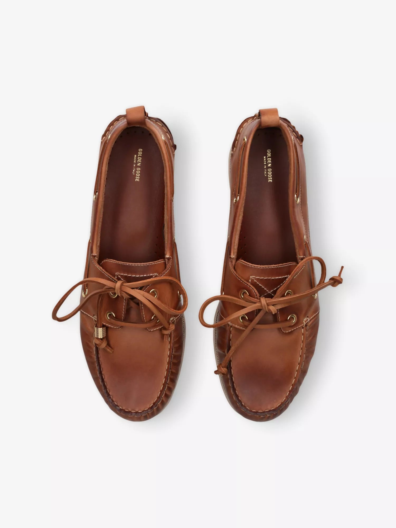 Men's Logo-Embossed Leather Boat Shoes Golden Goose