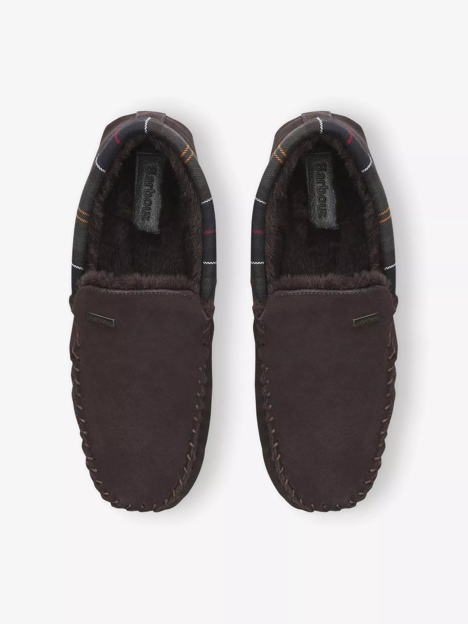 Men's Monty Faux-Shearling Lined Tartan-Check Suede Slippers Barbour