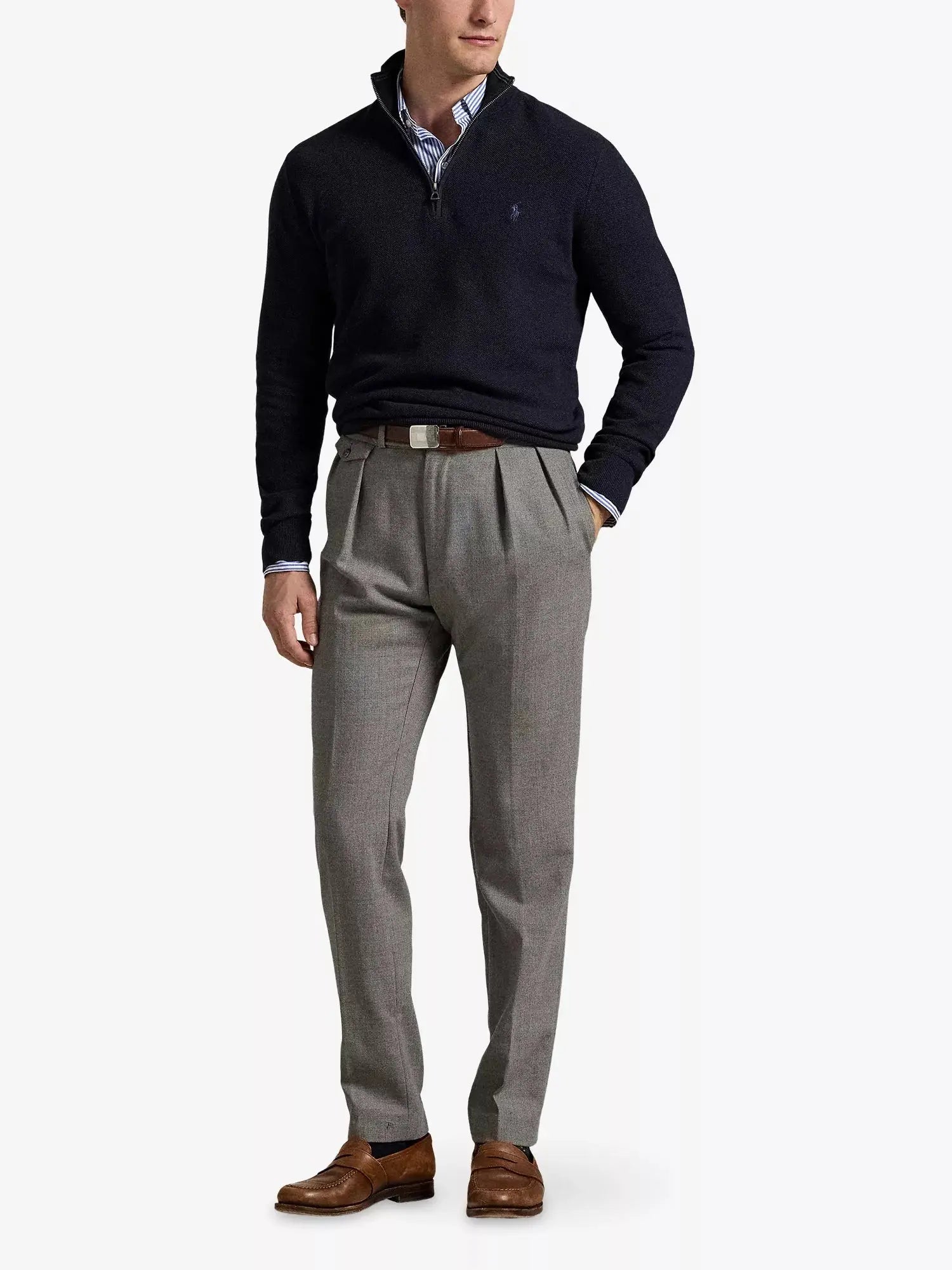 Men's Logo-embroidered half-zip cotton-knit sweatshirt Polo Ralph Lauren
