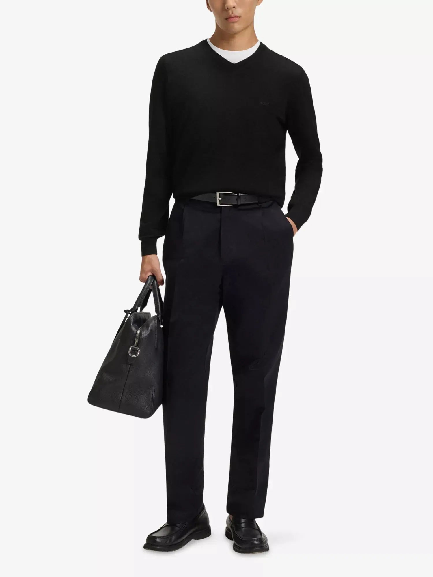 Men's Embroidered-logo regular-fit wool knitted jumper Boss