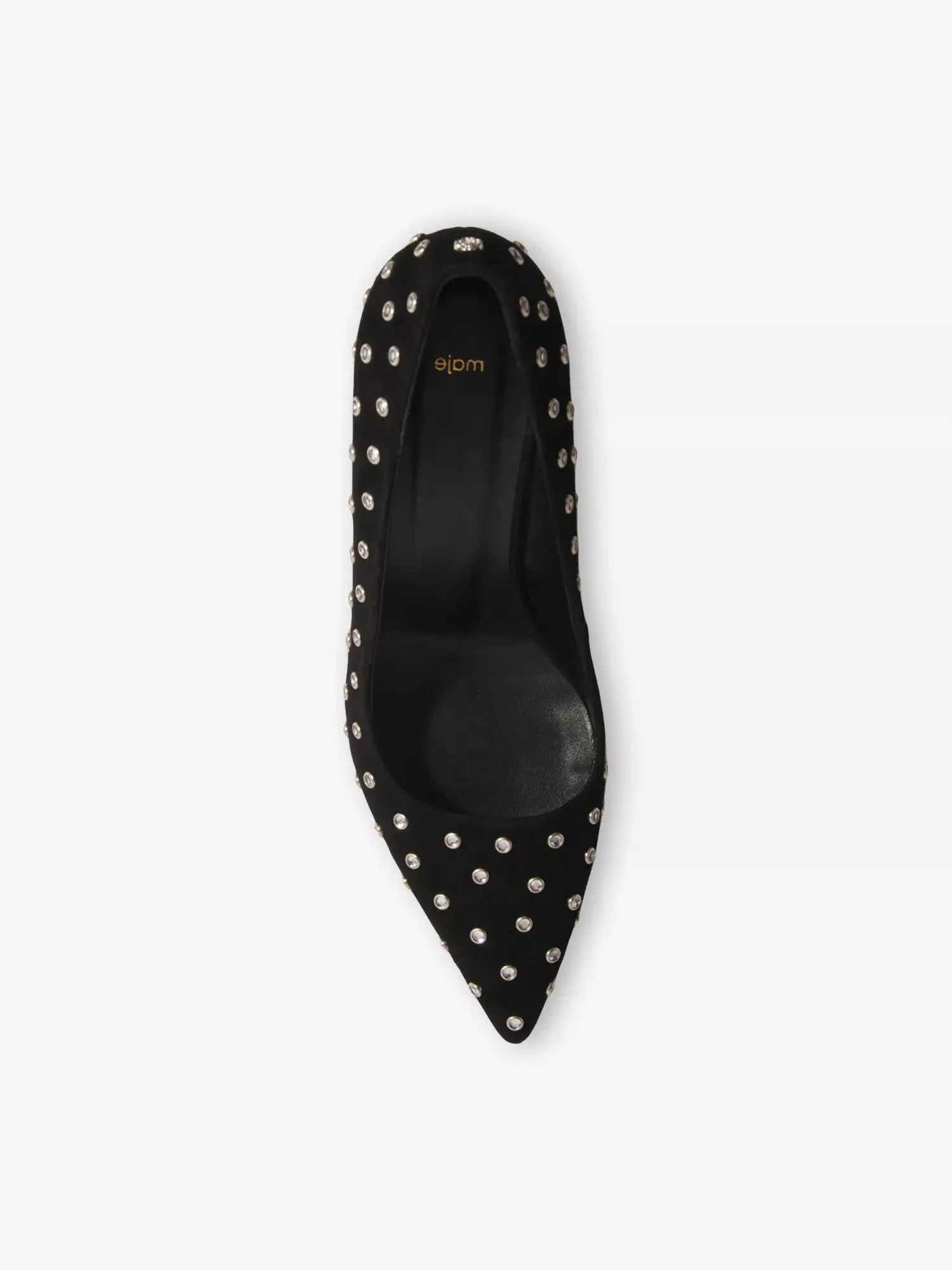 Women's Rhinestone-Embellished Heeled Leather Pumps Maje
