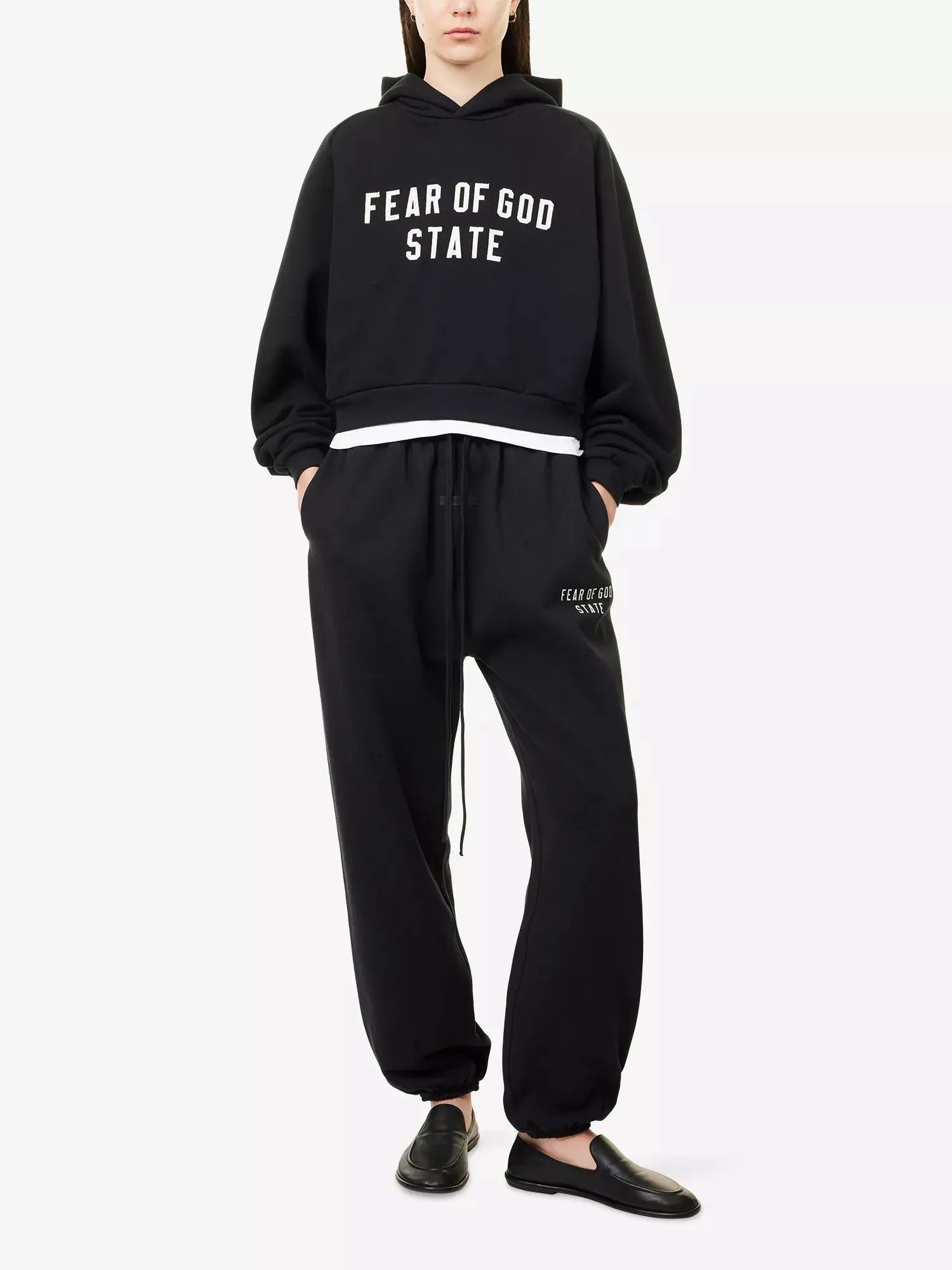 Women's Brand-Patch Raglan-Sleeves Cotton-Blend Hoody Fear of Gods Essentials