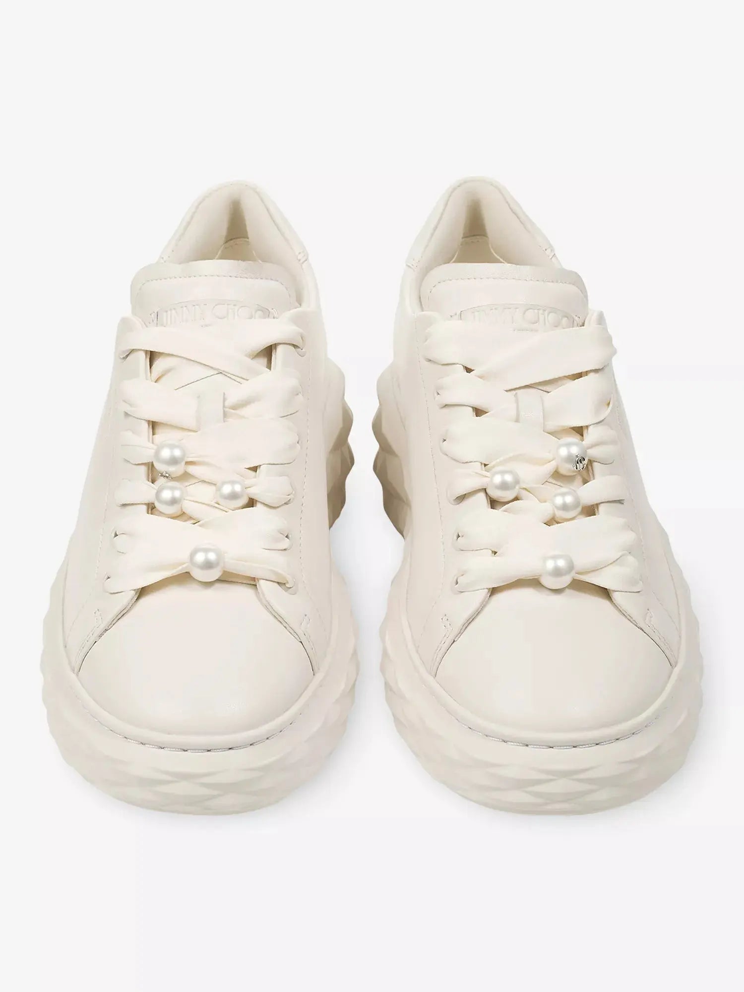 Women's Diamond Light Maxi Glitter-Embellished Leather Trainers Jimmy Choo