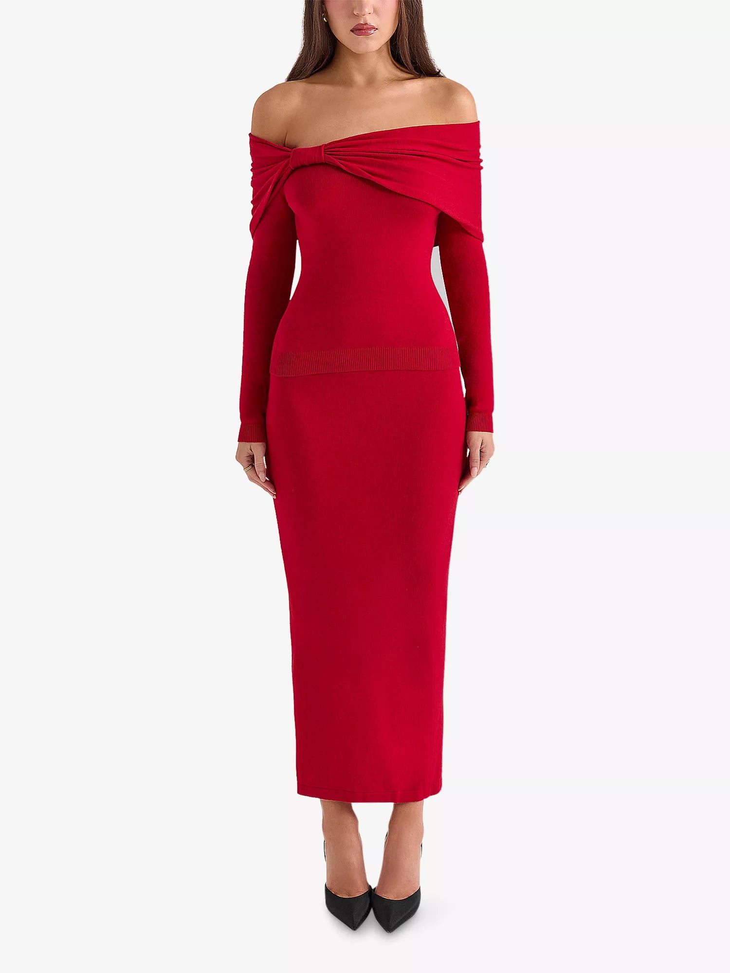 Amaryllis Off-Shoulder Knitted Jumper