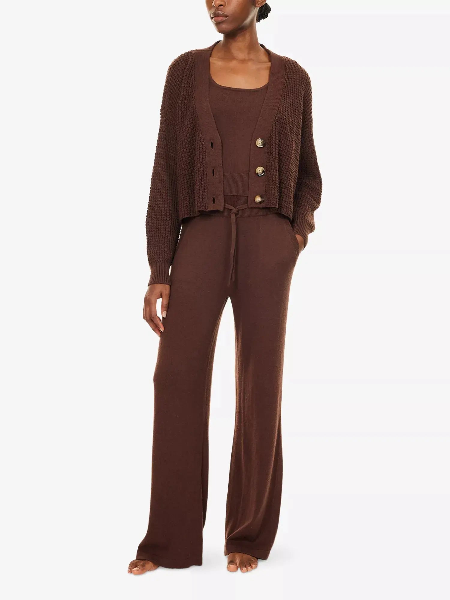 Women's Crop Textured Knit Cardigan Eberjey