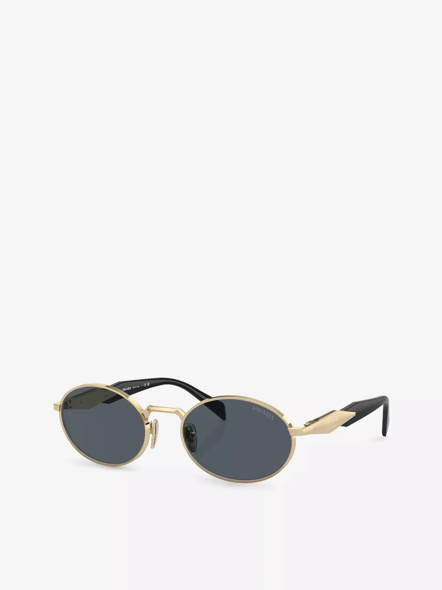 Women's PR 65ZS Oval-Frame Metal Sunglasses Prada