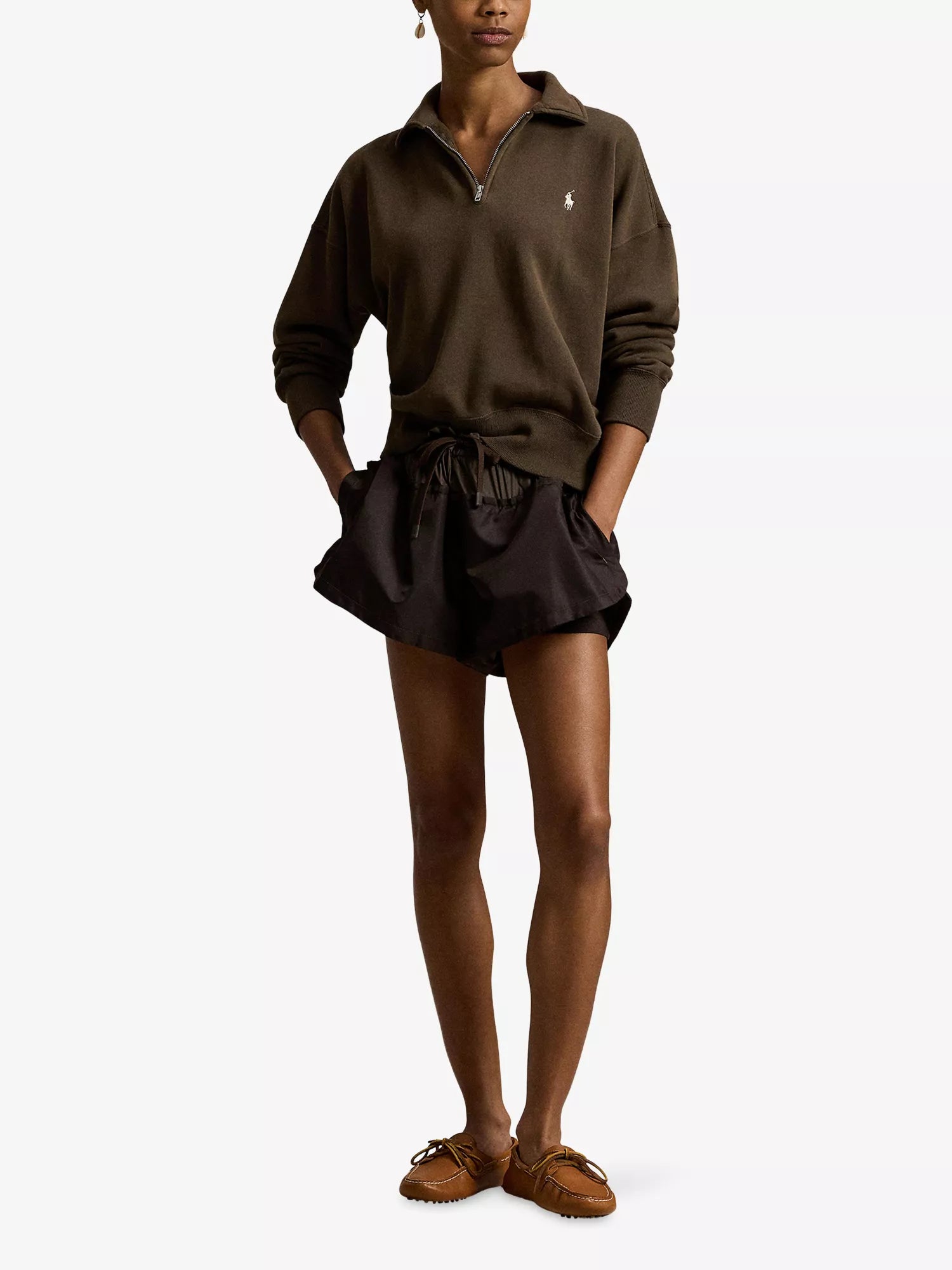 Brand-Embroidered Half-Zip Cotton-Blend Sweatshirt