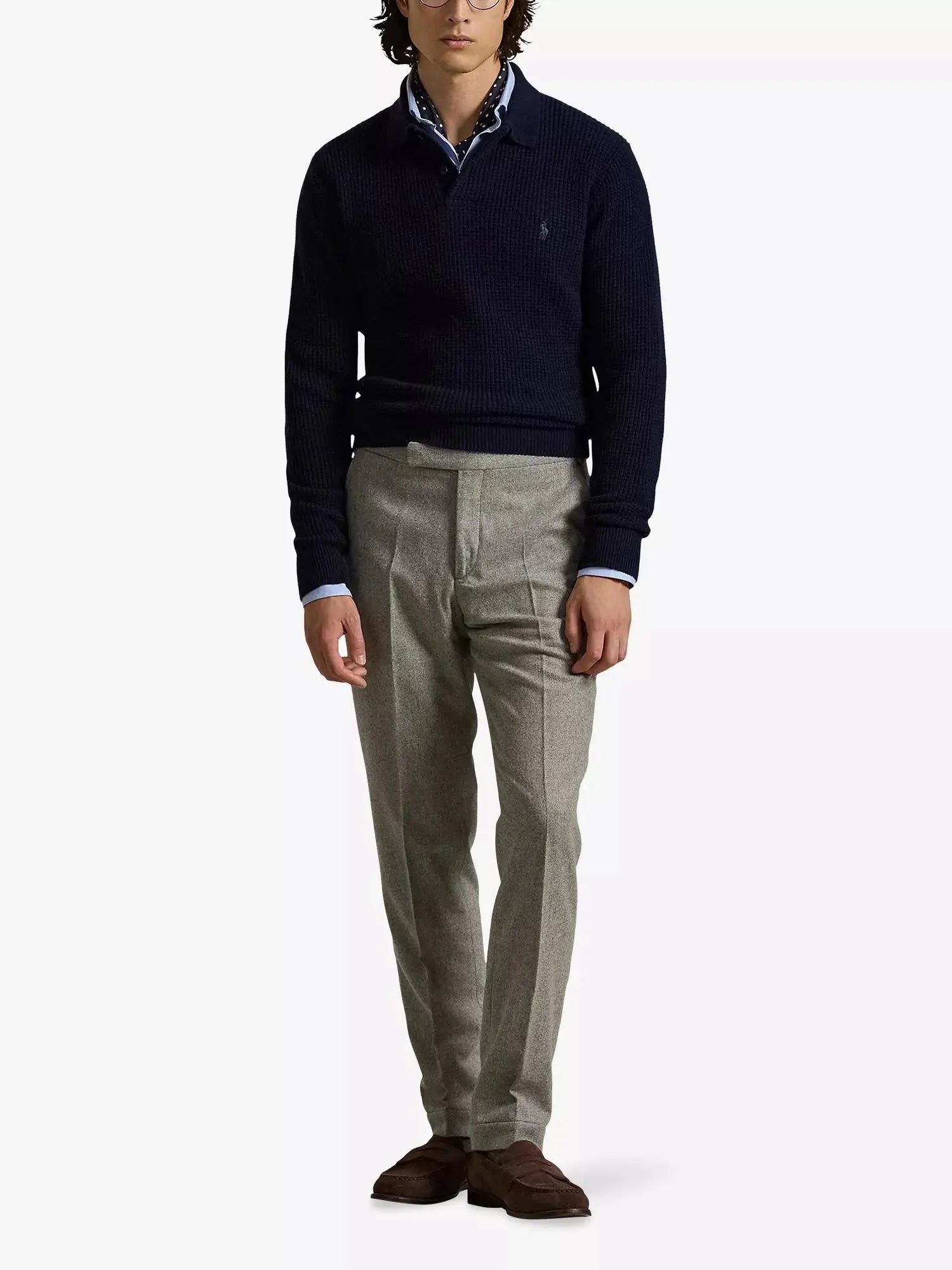 Men's Textured Polo-Collar Wool-Cotton Jumper Polo Ralph Lauren