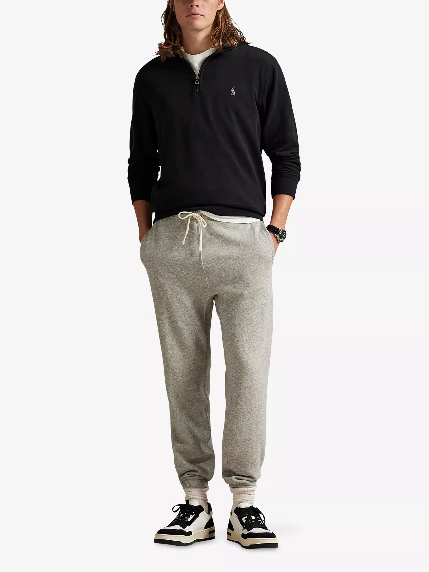 Brand-Embroidered Half-Zip Cotton-Blend Sweatshirt