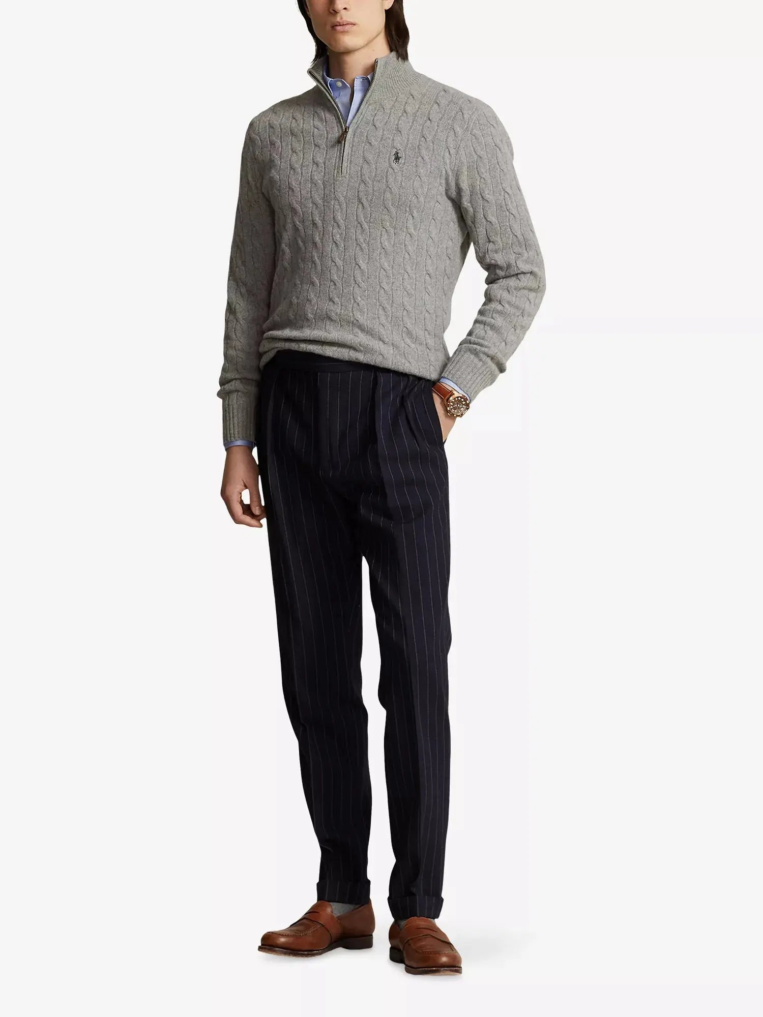 Men's Logo Cable-Knit Wool And Cashmere Jumper Polo Ralph Lauren