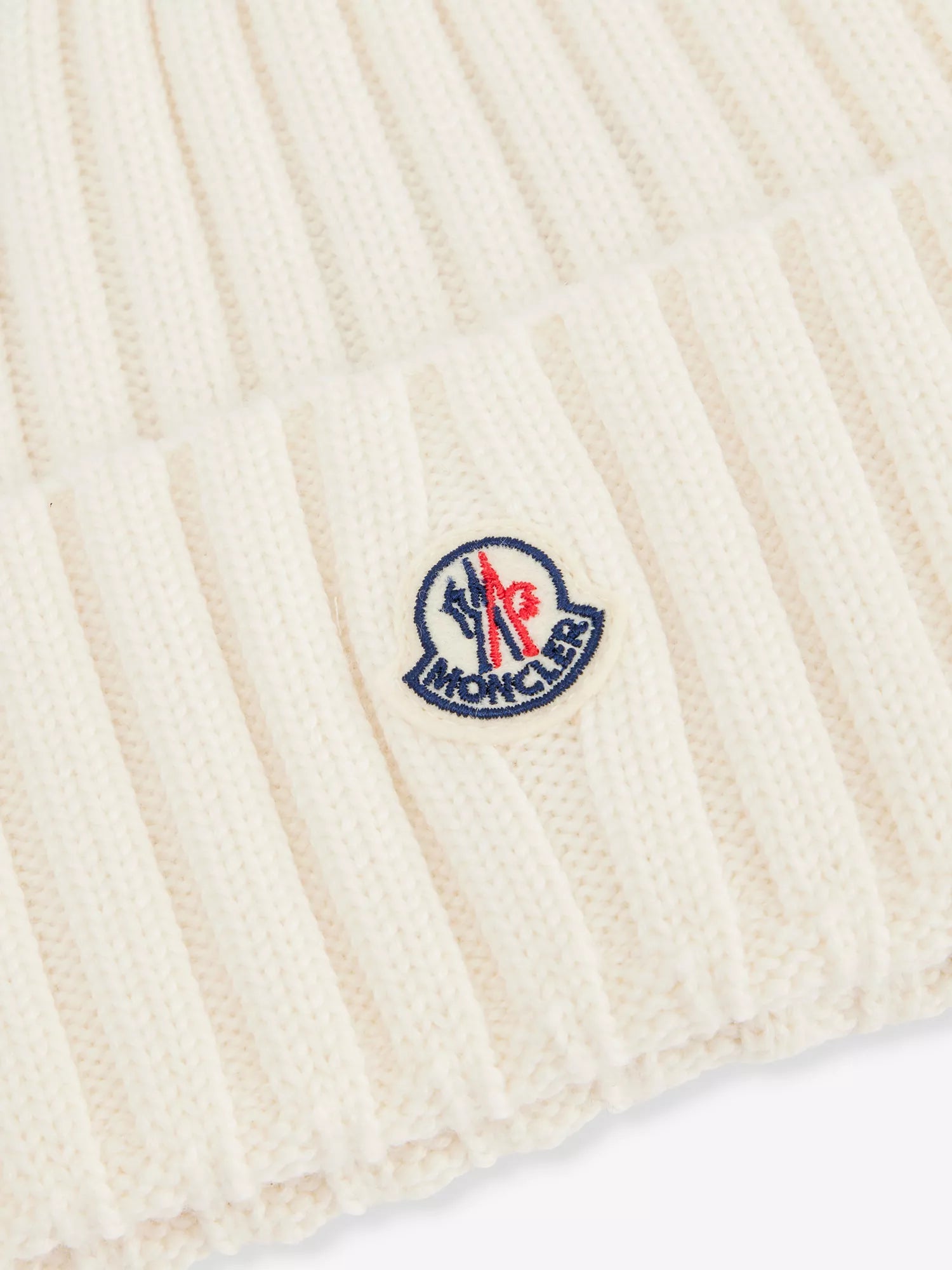Brand-appliqué ribbed wool knitted beanie