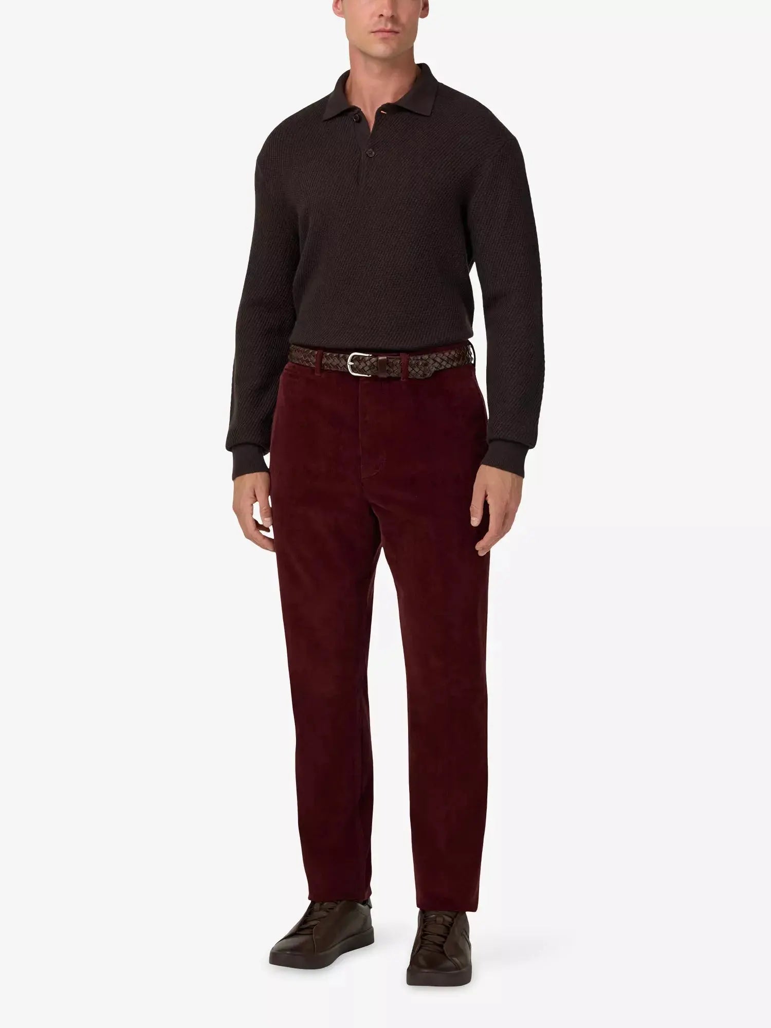 Men's Long-Sleeved Knitted Merino-Wool Polo Shirt Boggi Milano