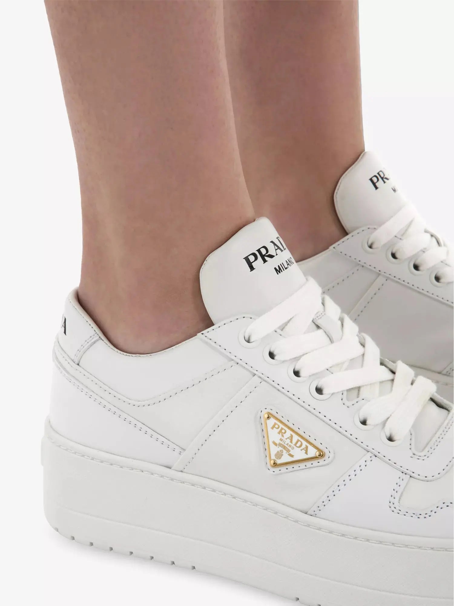 Women's Downtown Bold Leather Trainers Prada