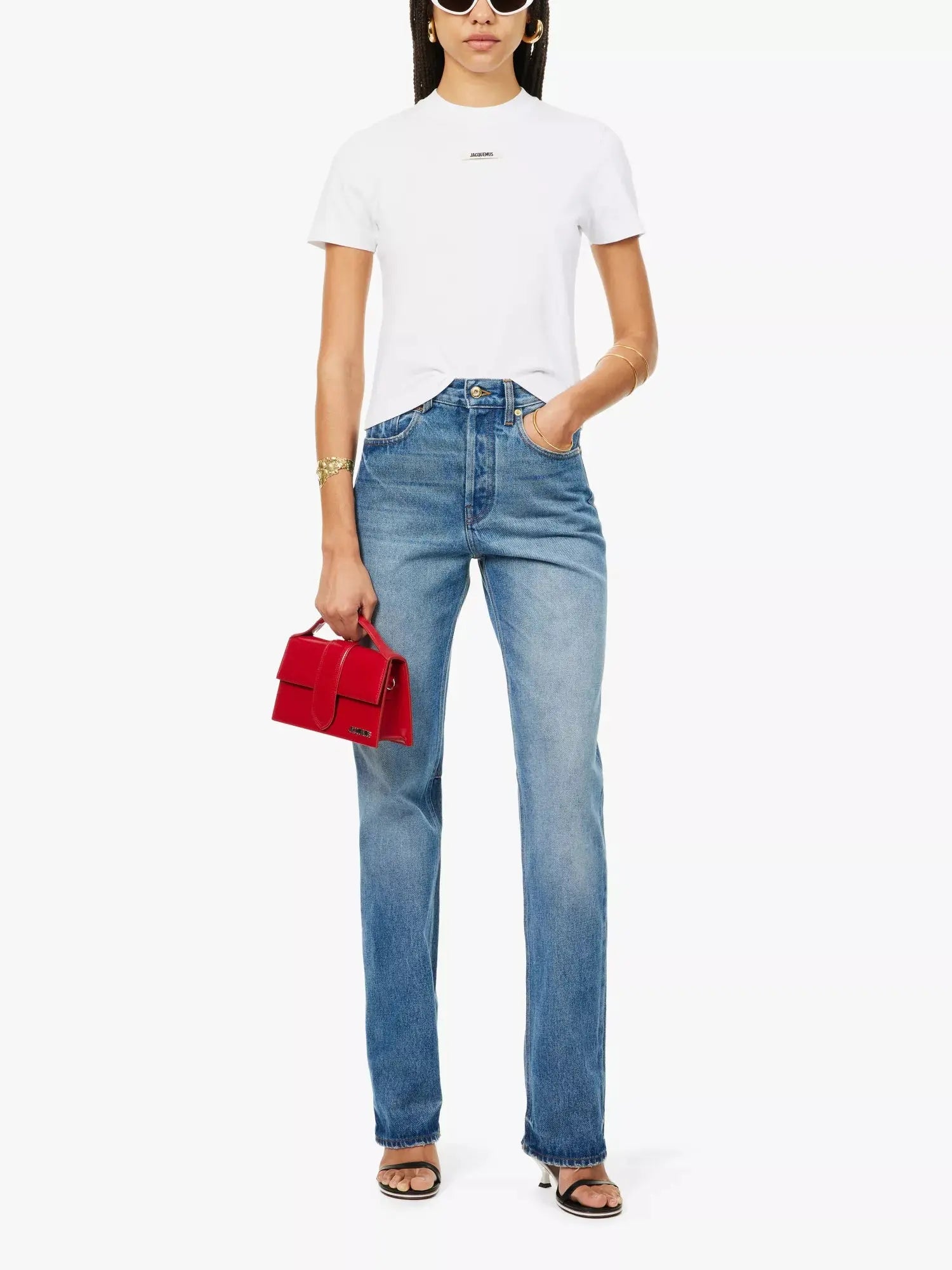 Women's Brand-print short-sleeve stretch-cotton T-shirt Jacquemus