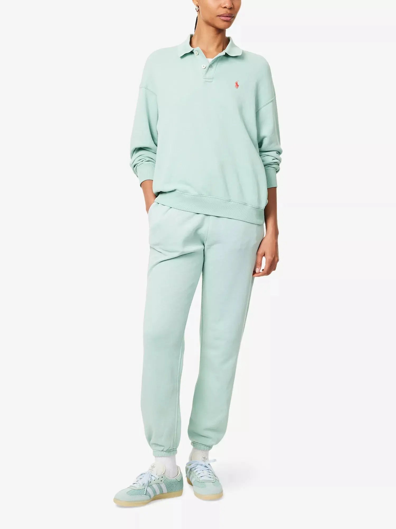 Women's Logo-Embroidery Polo-Collar Cotton-Jersey Sweatshirt Polo Ralph Lauren