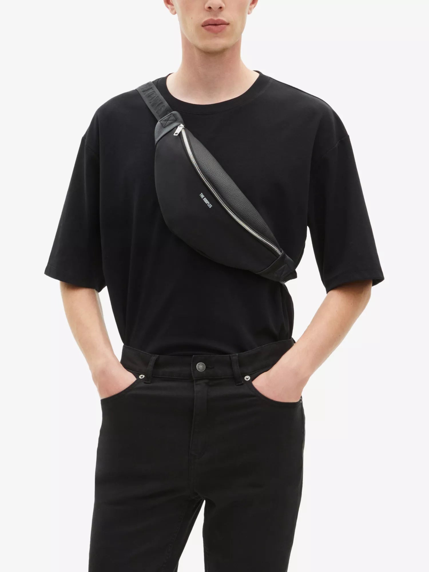 Branded Leather and Canvas Belt Bag