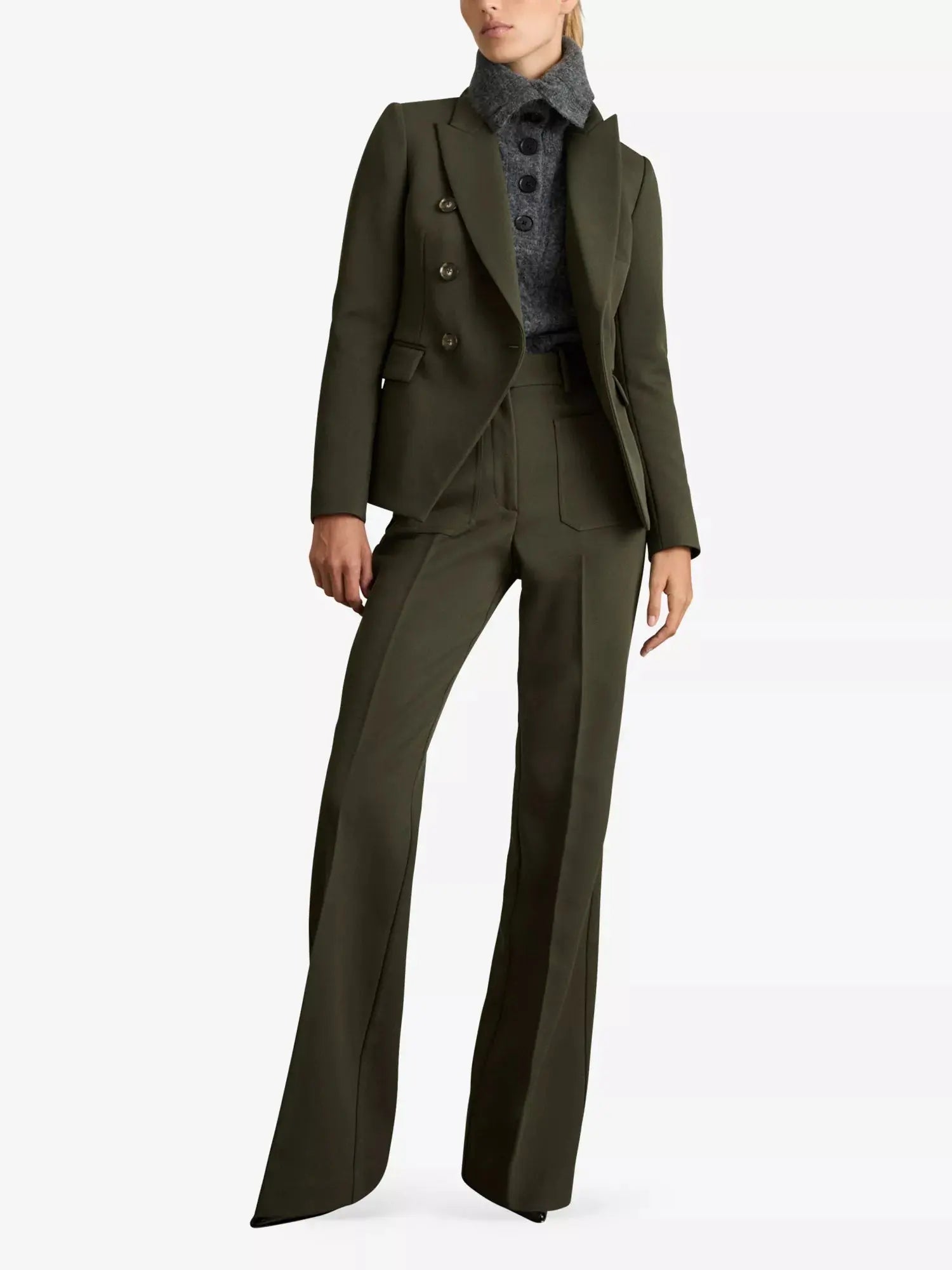 Women's Priya Double-Breasted Polyester-Blend Blazer Reiss