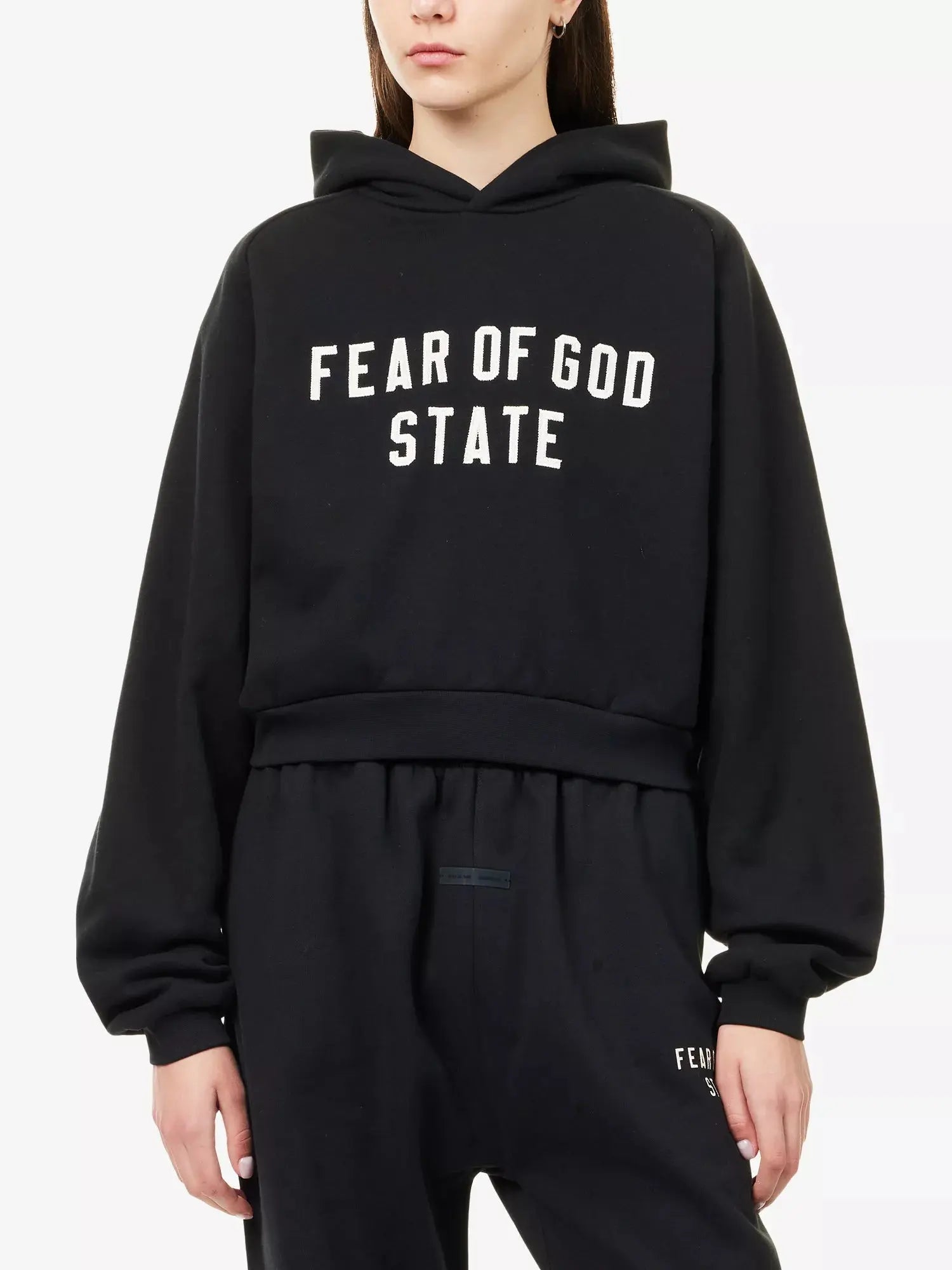 Women's Brand-Patch Raglan-Sleeves Cotton-Blend Hoody Fear of Gods Essentials
