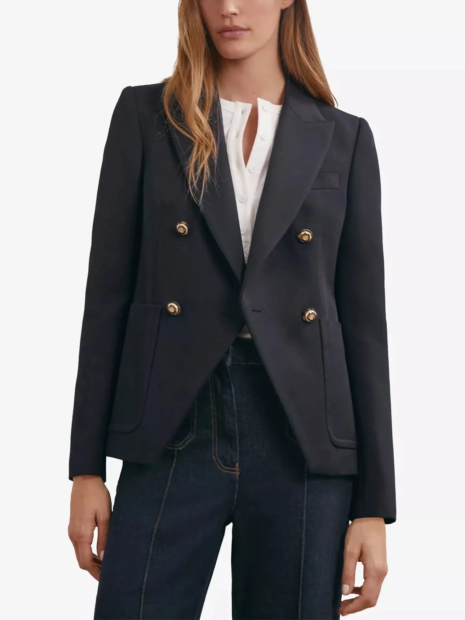 Women's Gigi Double-Breasted Wool-Blend Blazer Reiss