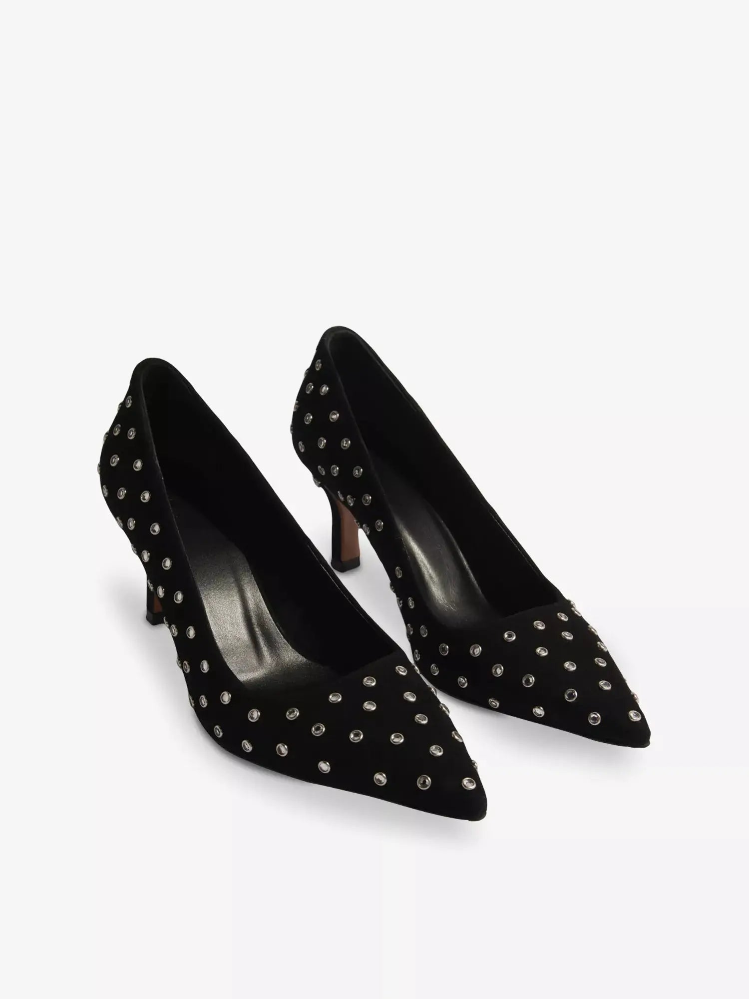 Women's Rhinestone-Embellished Heeled Leather Pumps Maje