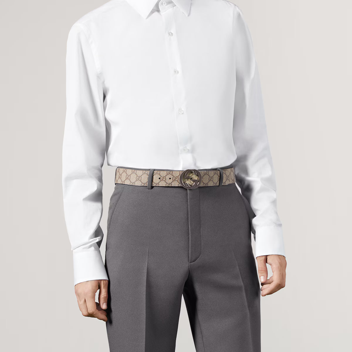 Men's Reversible belt with Interlocking G buckle 3.7cm width Gucci