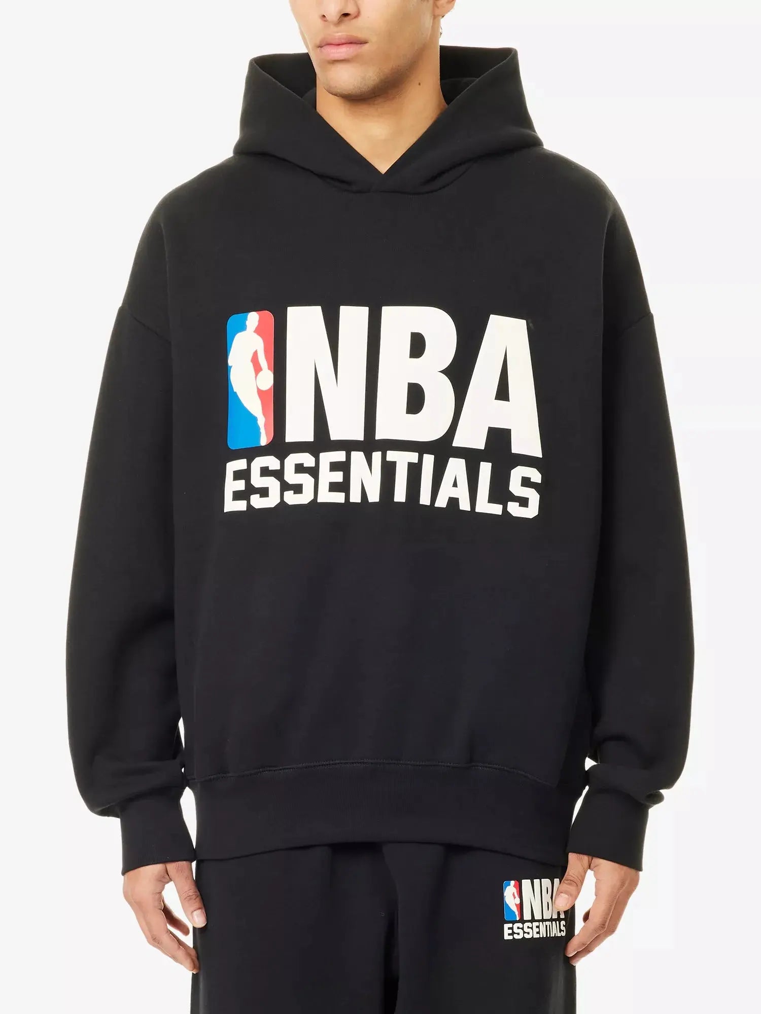 Men's FOG x ESSENTIALS x NBA Sports Printed Cotton-Blend Hoodie Fear of Gods Essentials