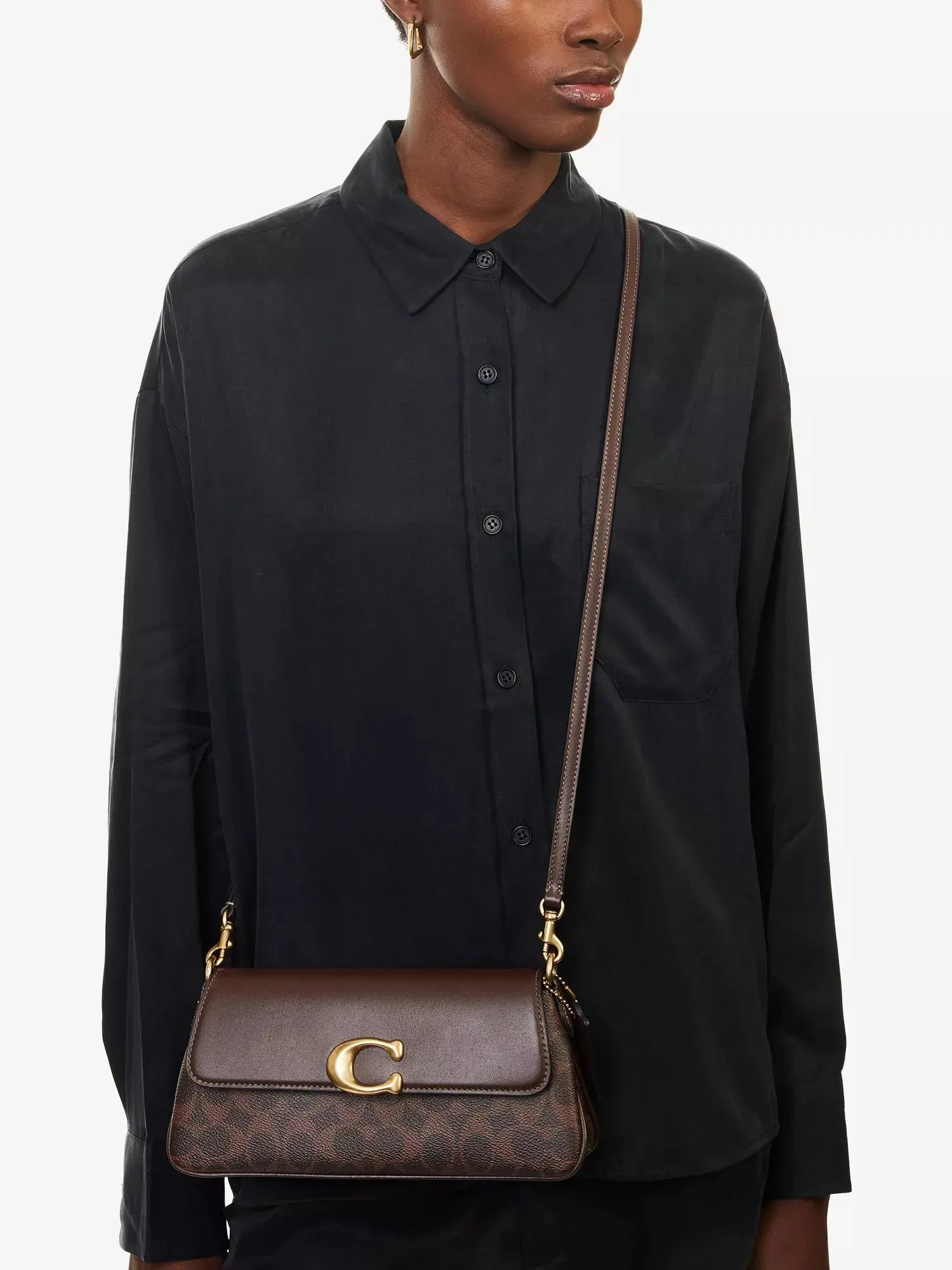 Women's Monogram Jet Leather Shoulder Bag Coach