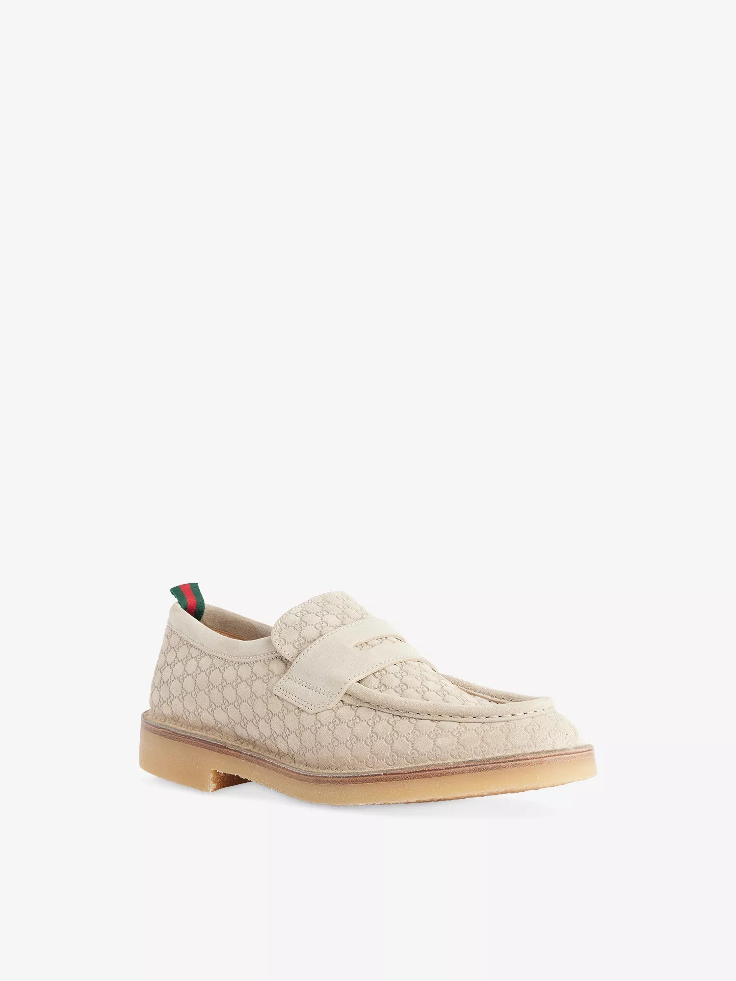 Men's Monogram Flat Suede Moccasins Gucci