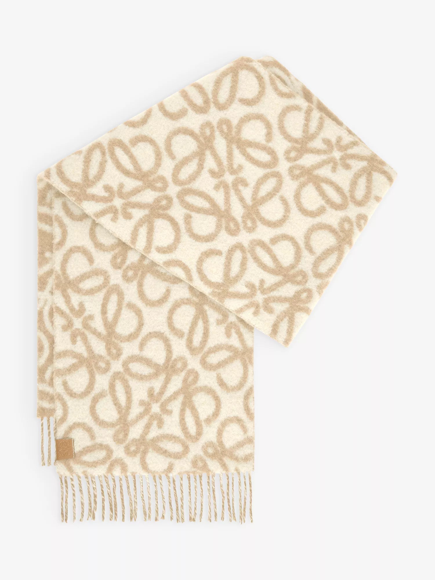 Anagram-patch wool and alpaca-blend scarf